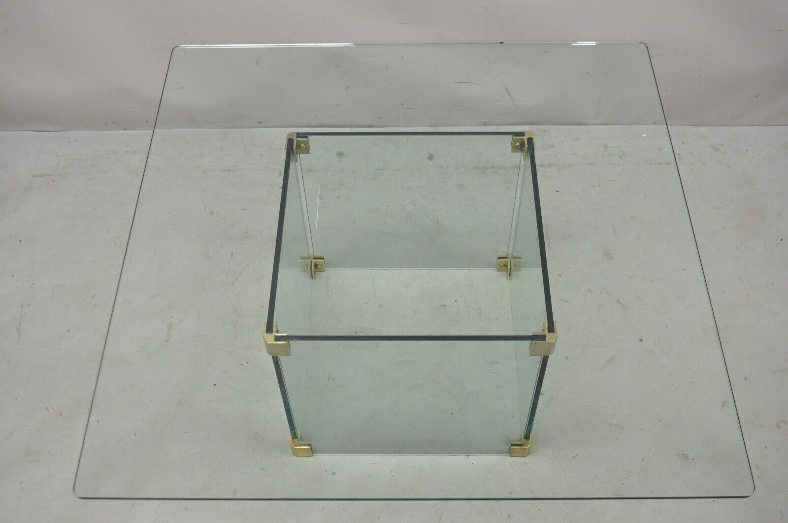 Vintage Mid-Century Modernist Pace Glass Coffee Table with Glass Pedestal Base In Good Condition In Philadelphia, PA