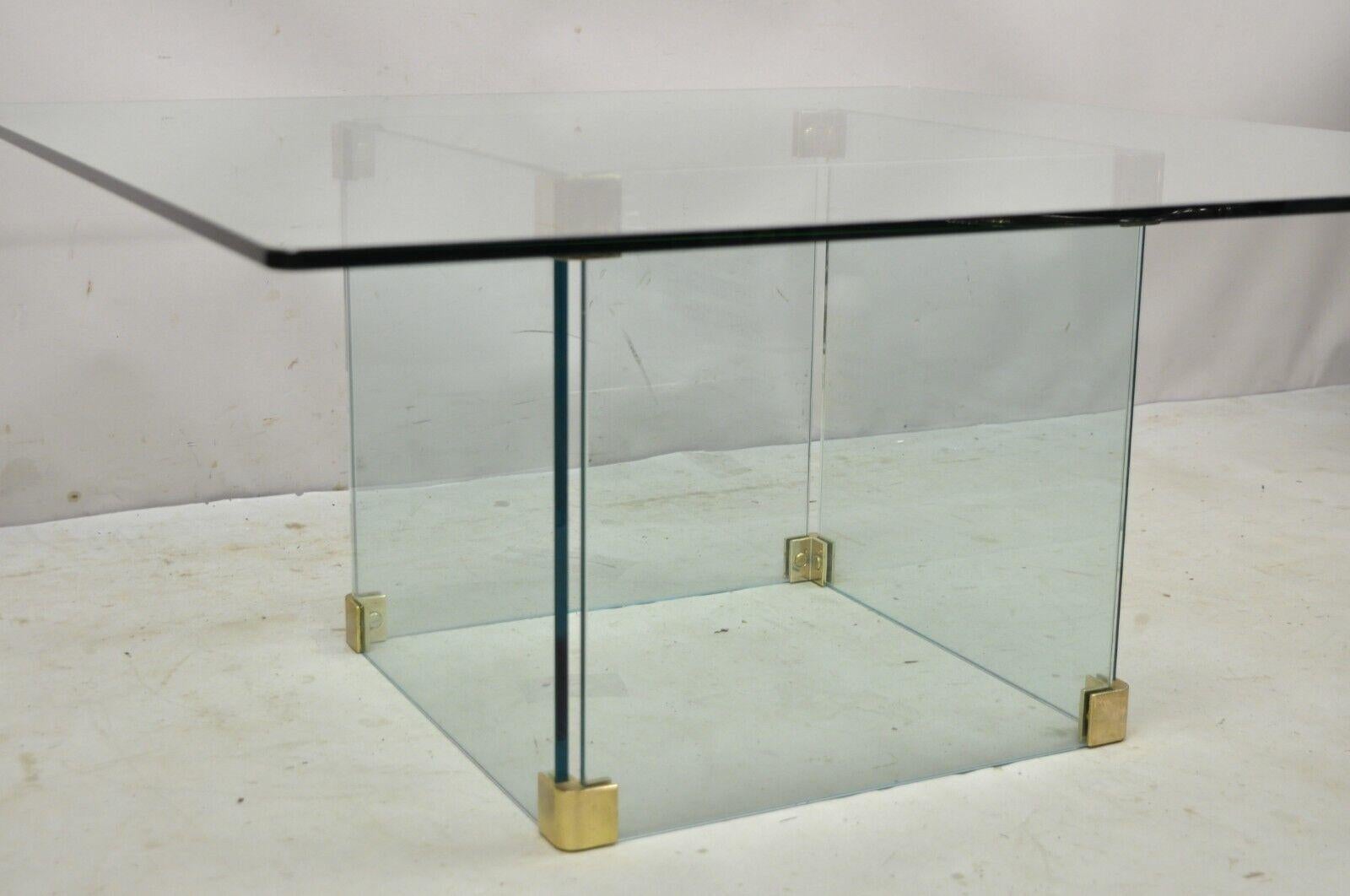 20th Century Vintage Mid-Century Modernist Pace Glass Coffee Table with Glass Pedestal Base