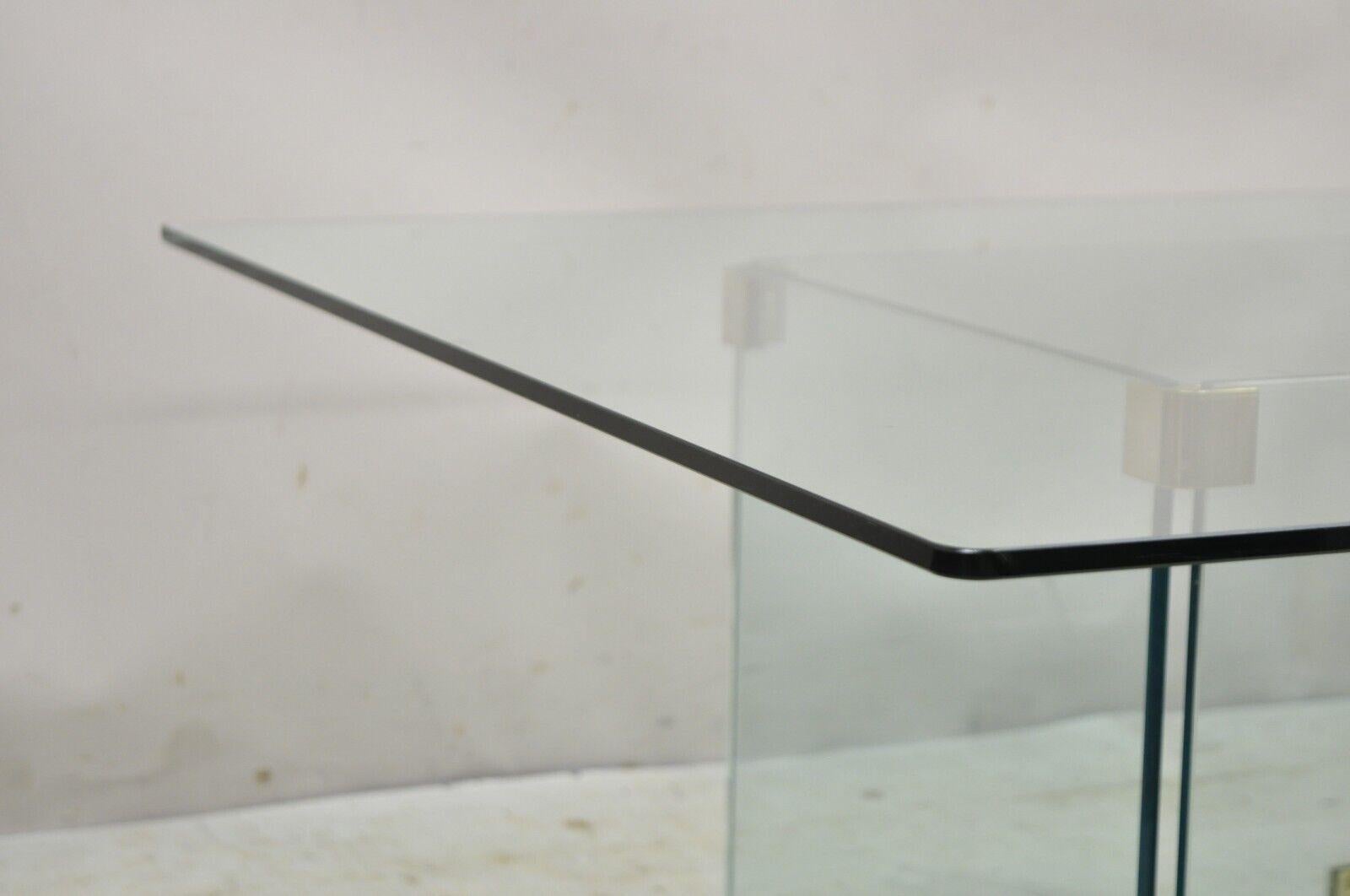 Vintage Mid-Century Modernist Pace Glass Coffee Table with Glass Pedestal Base 2