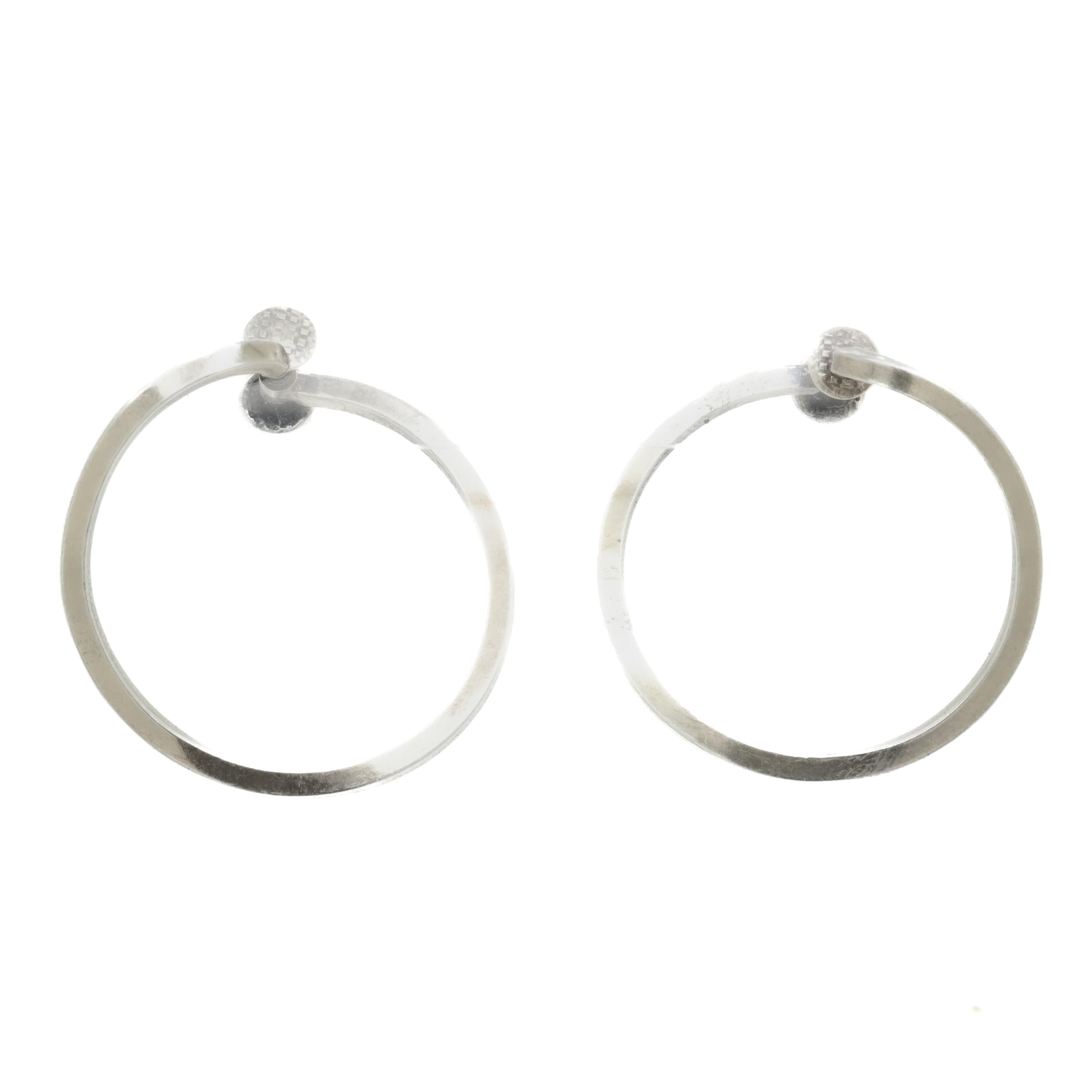 Vintage Mid-Century Modernist Paul Lobel Gilt Sterling Silver Hoop Earrings For Sale 2