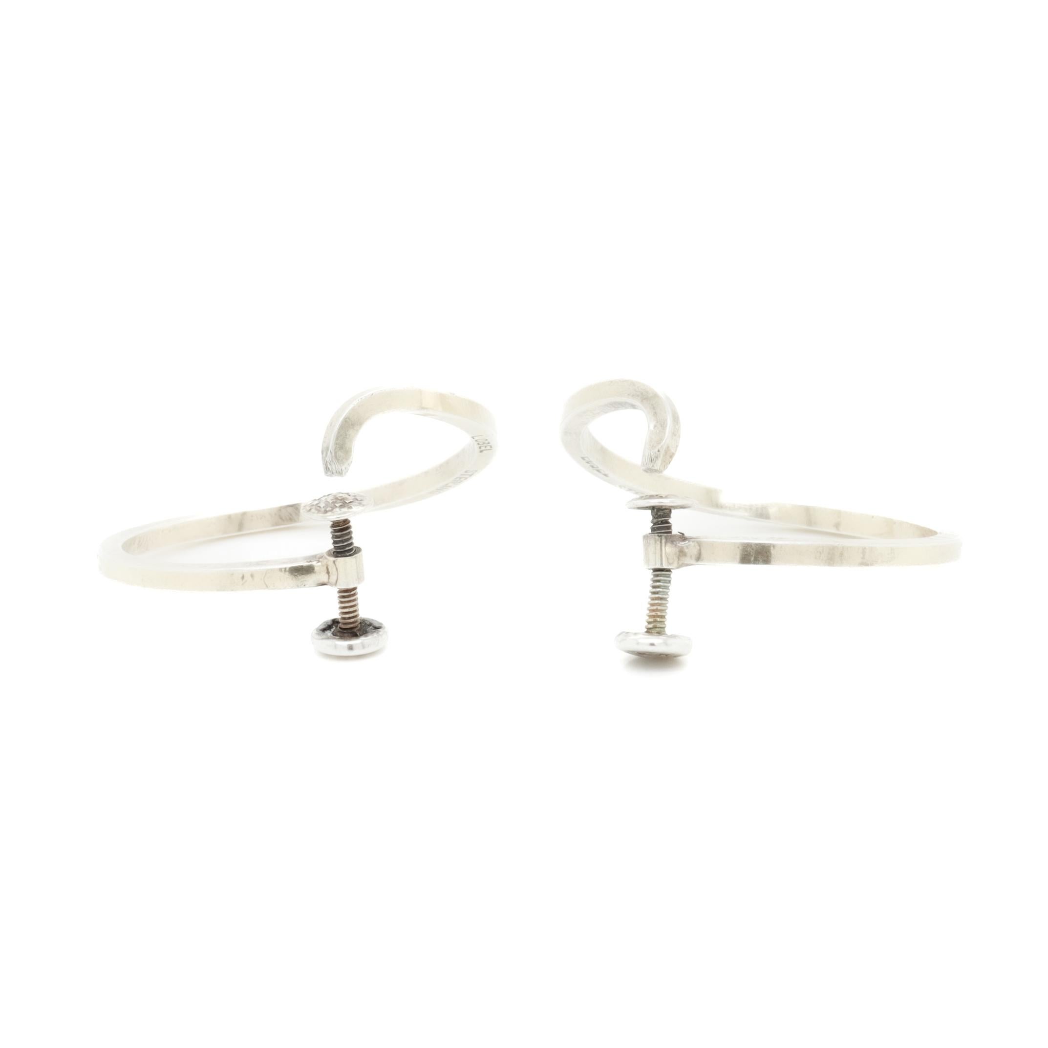 Vintage Mid-Century Modernist Paul Lobel Gilt Sterling Silver Hoop Earrings For Sale 4