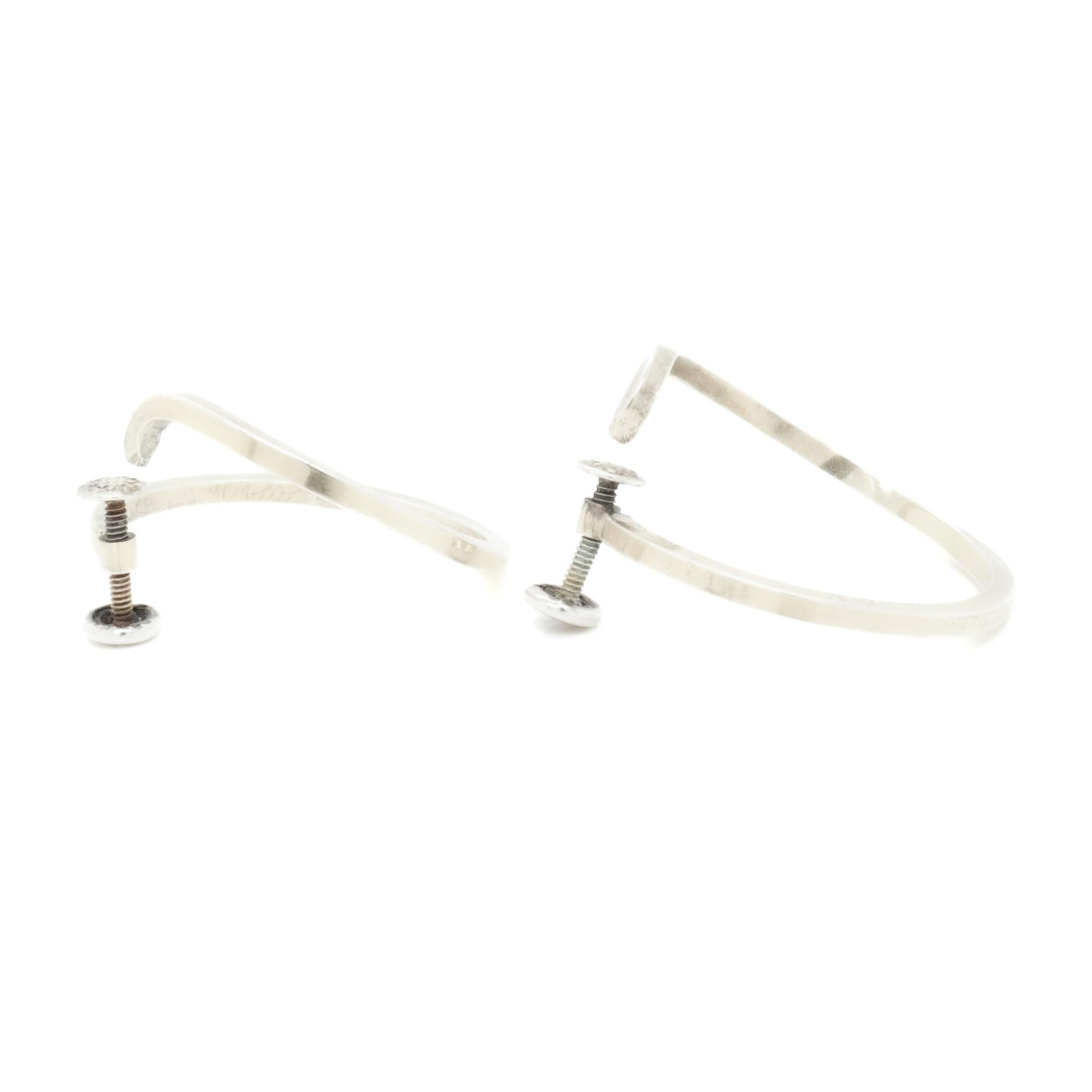 Vintage Mid-Century Modernist Paul Lobel Gilt Sterling Silver Hoop Earrings For Sale 5