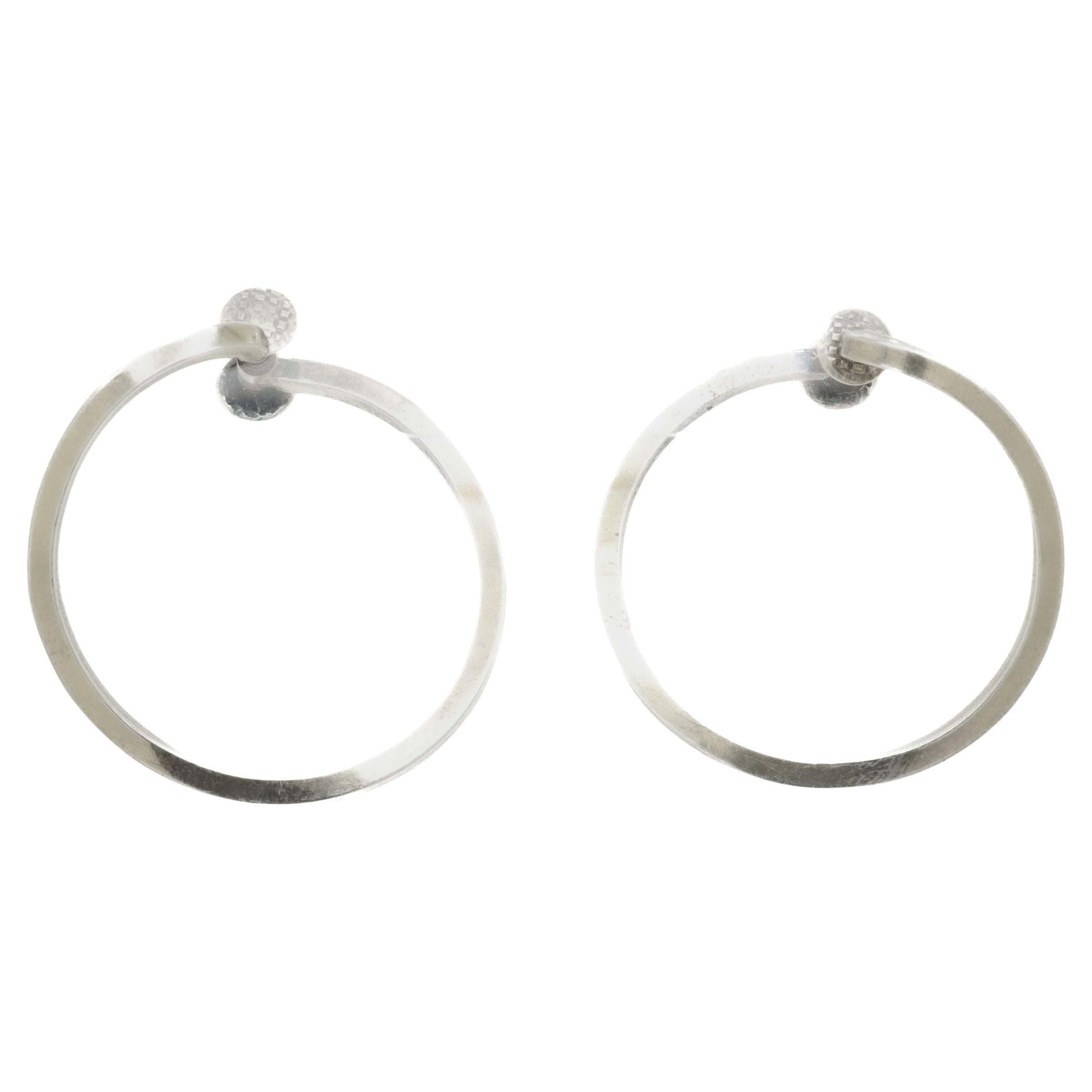 Vintage Mid-Century Modernist Paul Lobel Gilt Sterling Silver Hoop Earrings For Sale