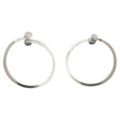 Vintage Mid-Century Modernist Paul Lobel Gilt Sterling Silver Hoop Earrings
