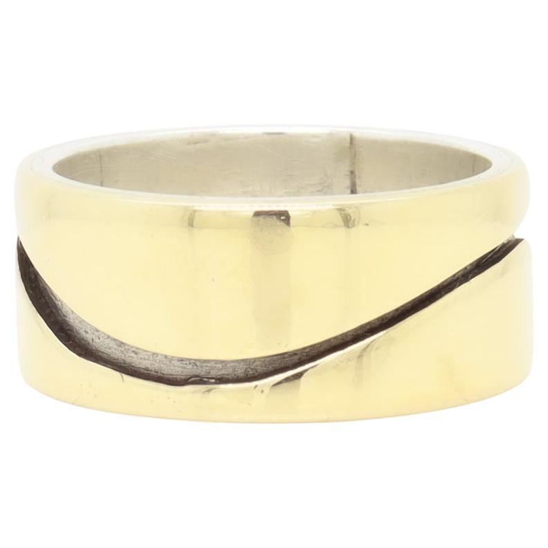 Vintage Mid-Century Modernist Paul Lobel Mixed Metal Gold/Silver Cigar Band Ring en venta