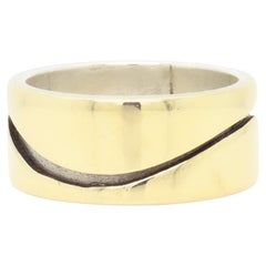 Vintage Mid-Century Modernist Paul Lobel Mixed Metal Gold/Silver Cigar Band Ring