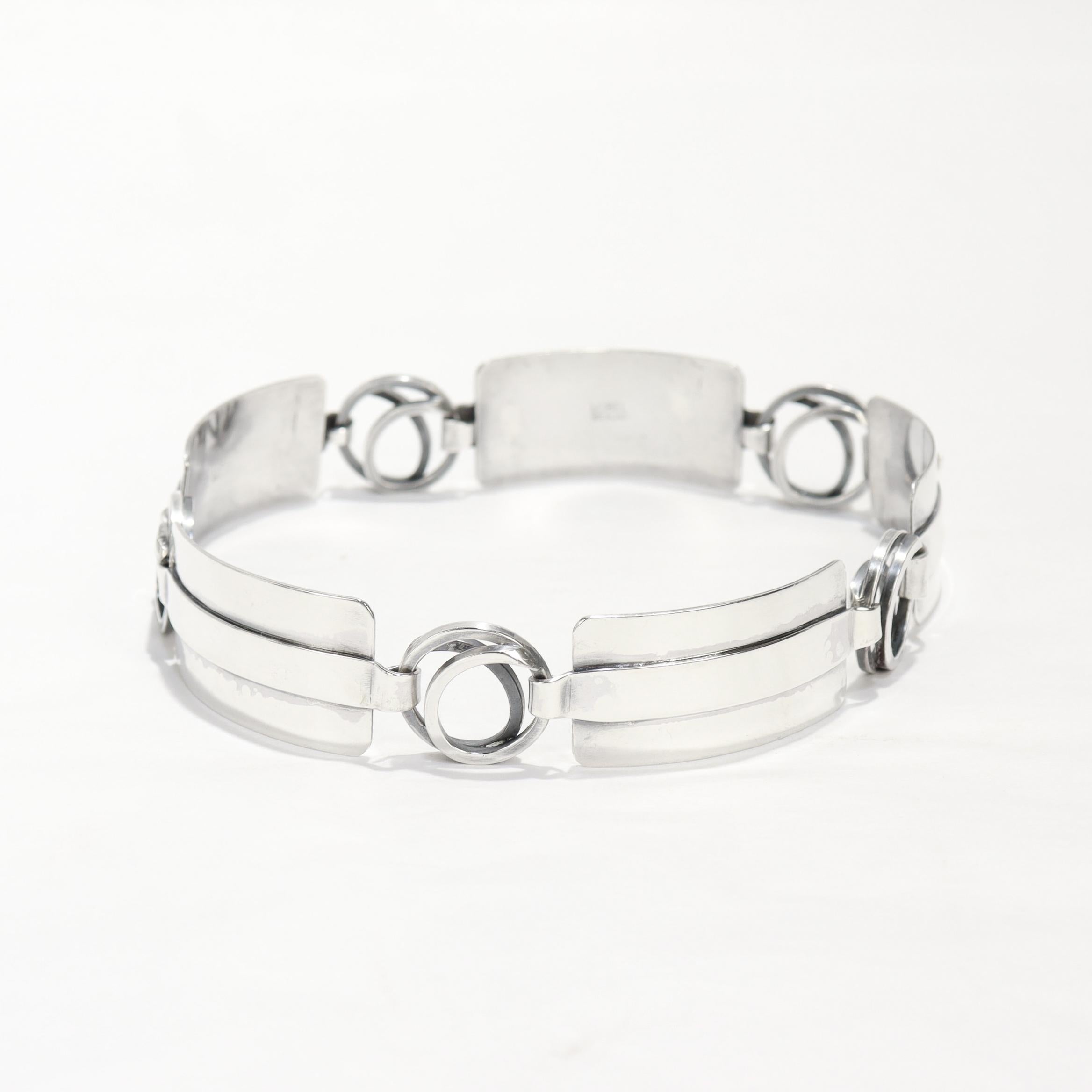 Vintage Mid-Century Modernist Paul Lobel Sterling Silver 13-Inch Choker Necklace en venta 6