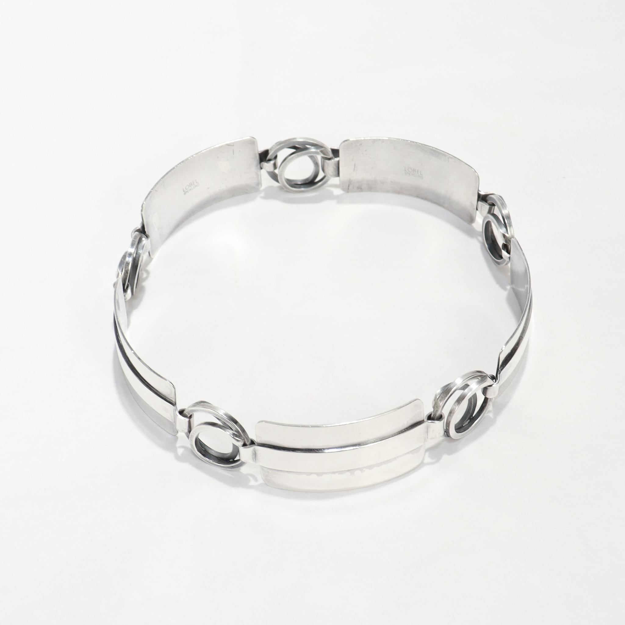 Vintage Mid-Century Modernist Paul Lobel Sterling Silver 13-Inch Choker Necklace en venta 7