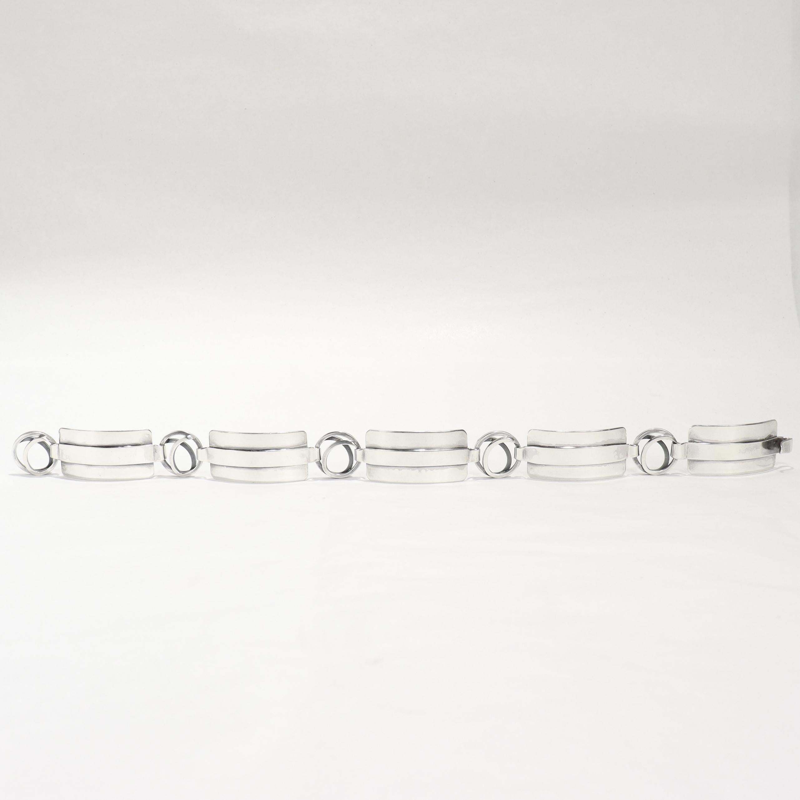 Vintage Mid-Century Modernist Paul Lobel Sterling Silver 13-Inch Choker Necklace en venta 8