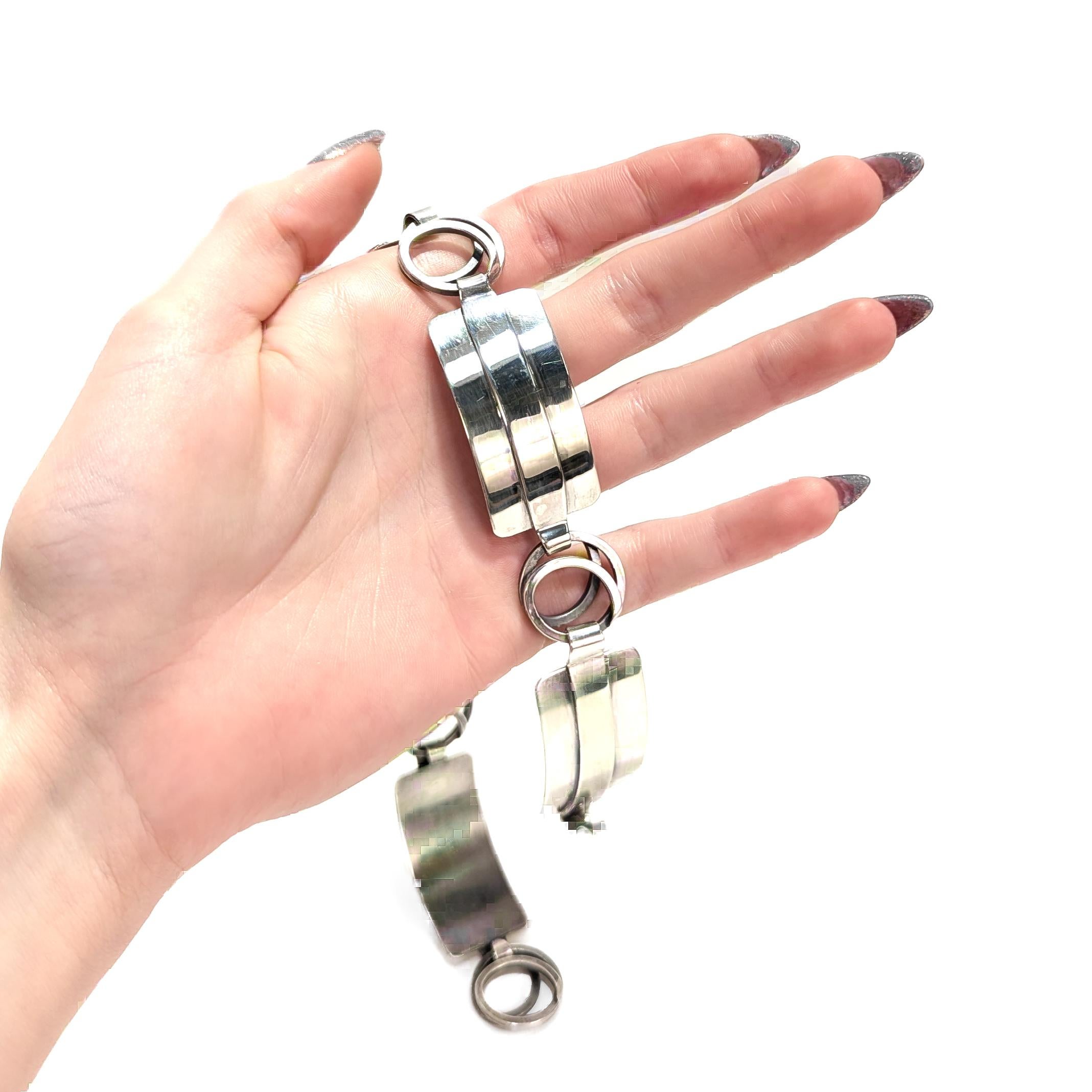 Vintage Mid-Century Modernist Paul Lobel Sterling Silver 13-Inch Choker Necklace Modernista en venta
