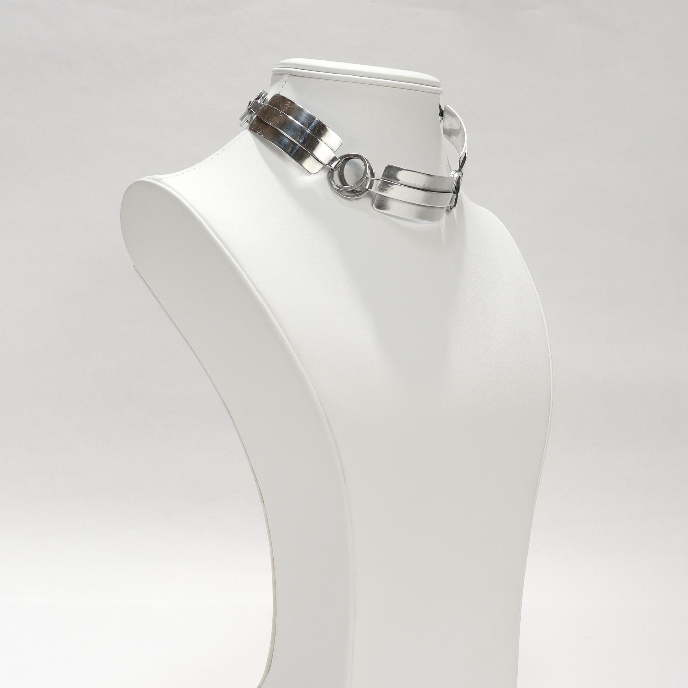 Vintage Mid-Century Modernist Paul Lobel Sterling Silver 13-Inch Choker Necklace en venta 2