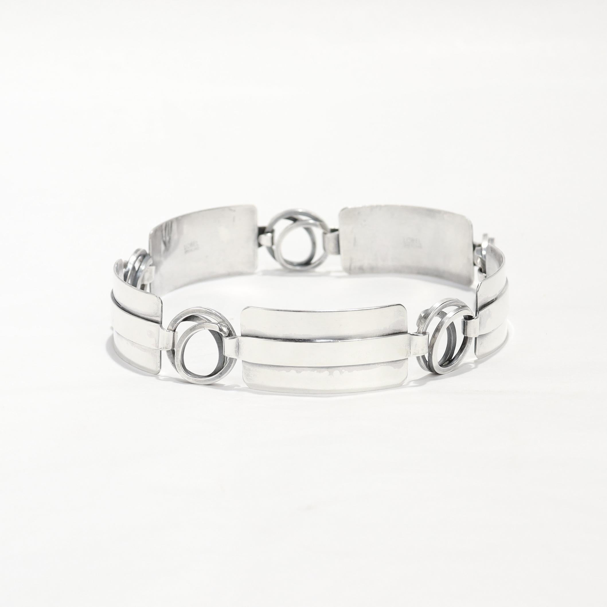 Vintage Mid-Century Modernist Paul Lobel Sterling Silver 13-Inch Choker Necklace en venta 3