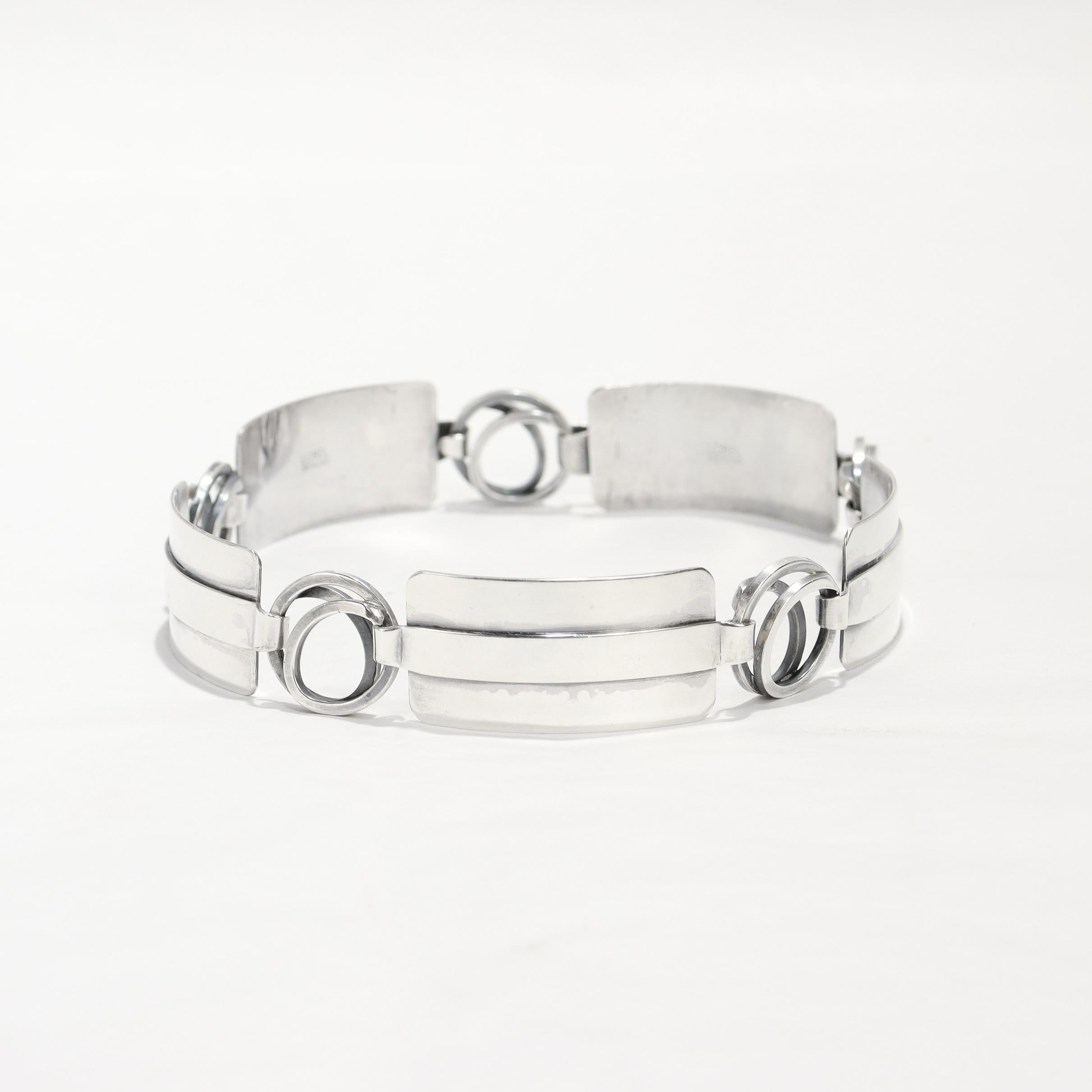 Vintage Mid-Century Modernist Paul Lobel Sterling Silver 13-Inch Choker Necklace en venta 4