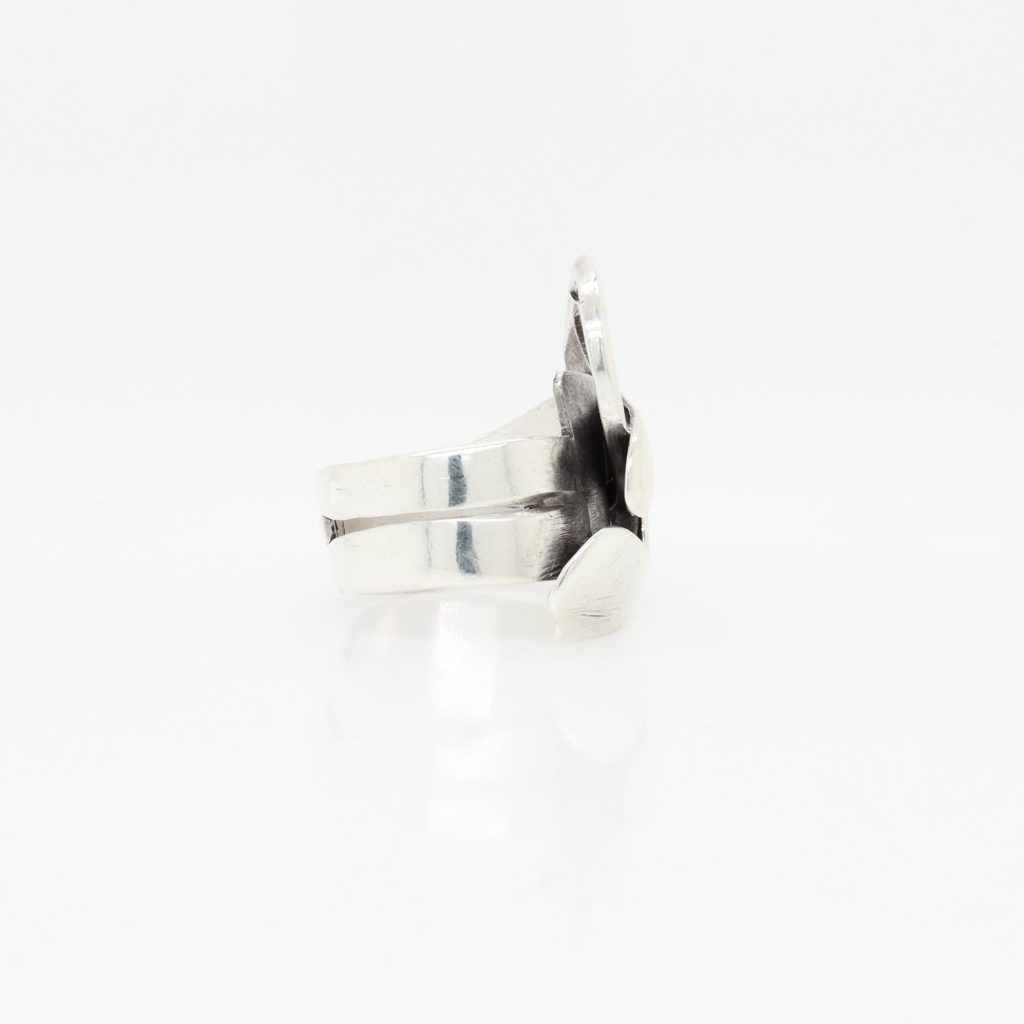 Anello da cocktail astratto d'epoca in argento di Paul Lobel, modernista della metà del secolo scorso in vendita 6