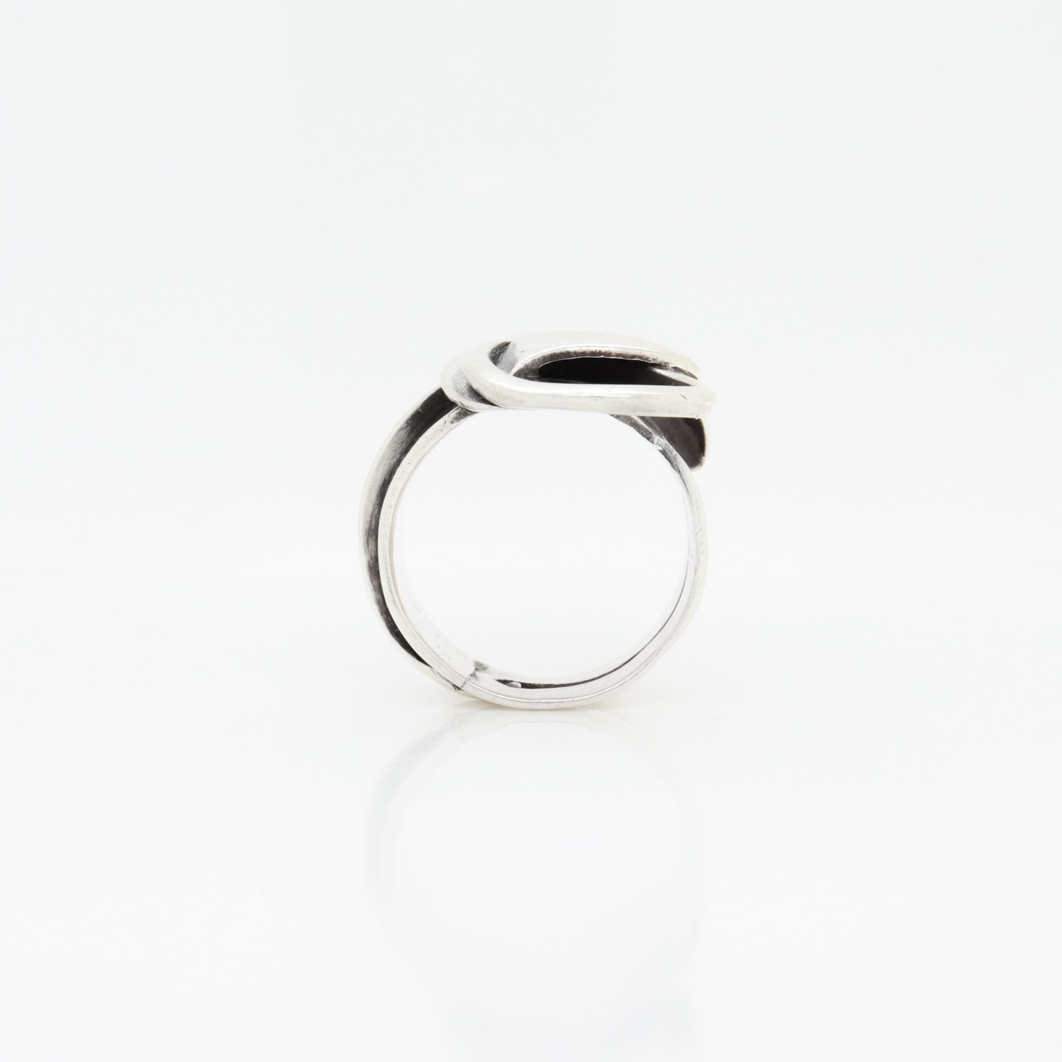 Anello da cocktail astratto d'epoca in argento di Paul Lobel, modernista della metà del secolo scorso in vendita 10