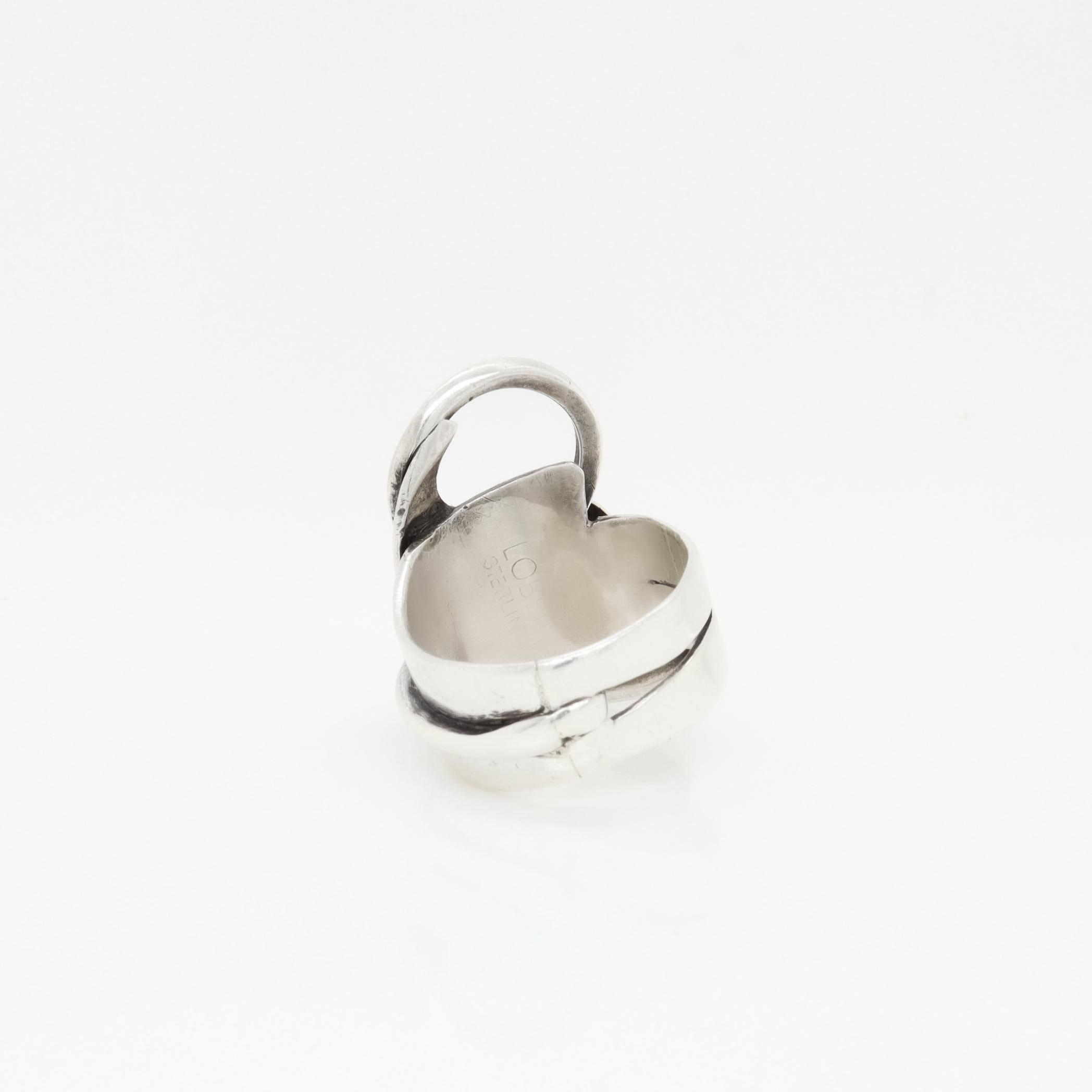 Anello da cocktail astratto d'epoca in argento di Paul Lobel, modernista della metà del secolo scorso in vendita 11