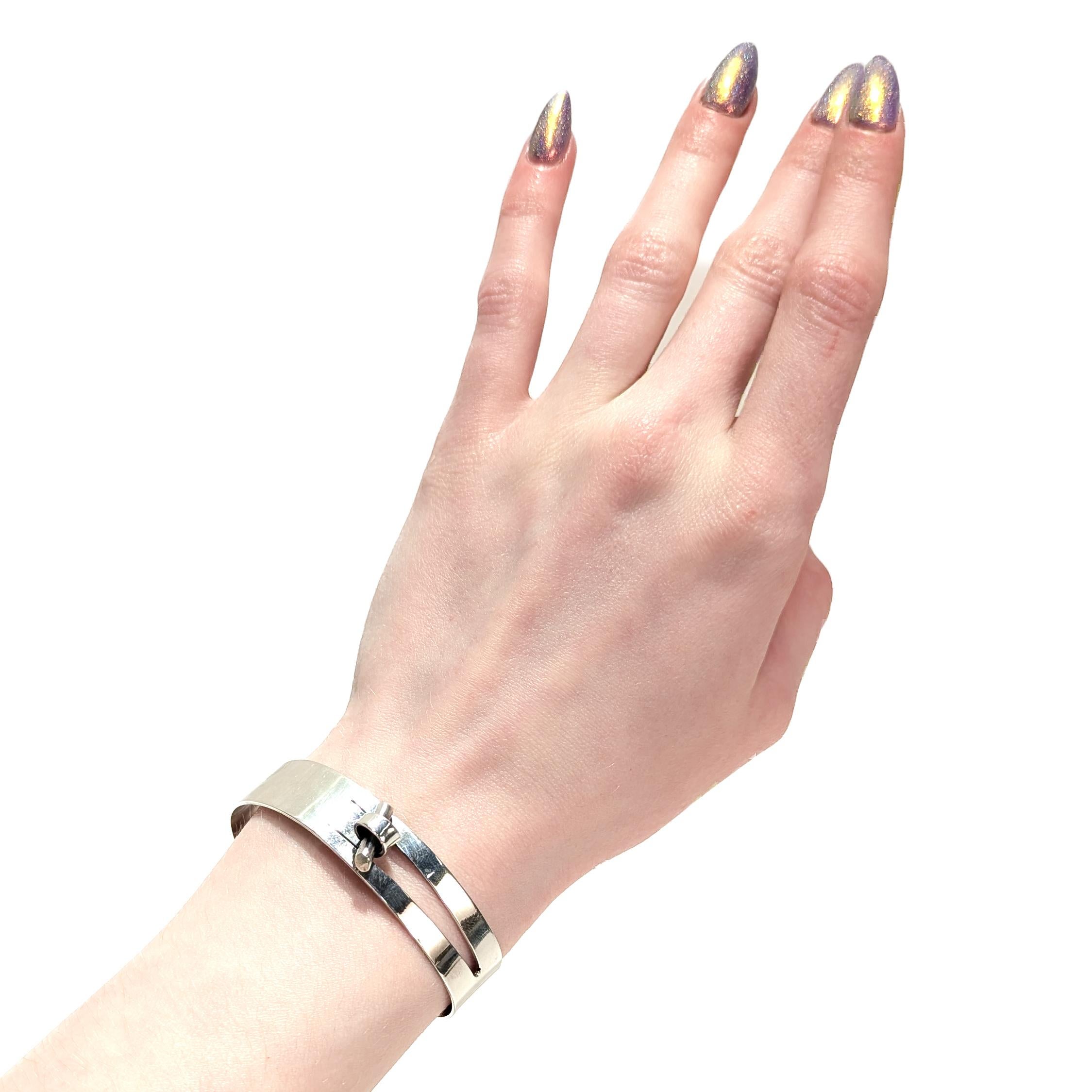 Women's Vintage Mid-Century Modernist Paul Lobel Sterling Silver Cuff Bracelet For Sale