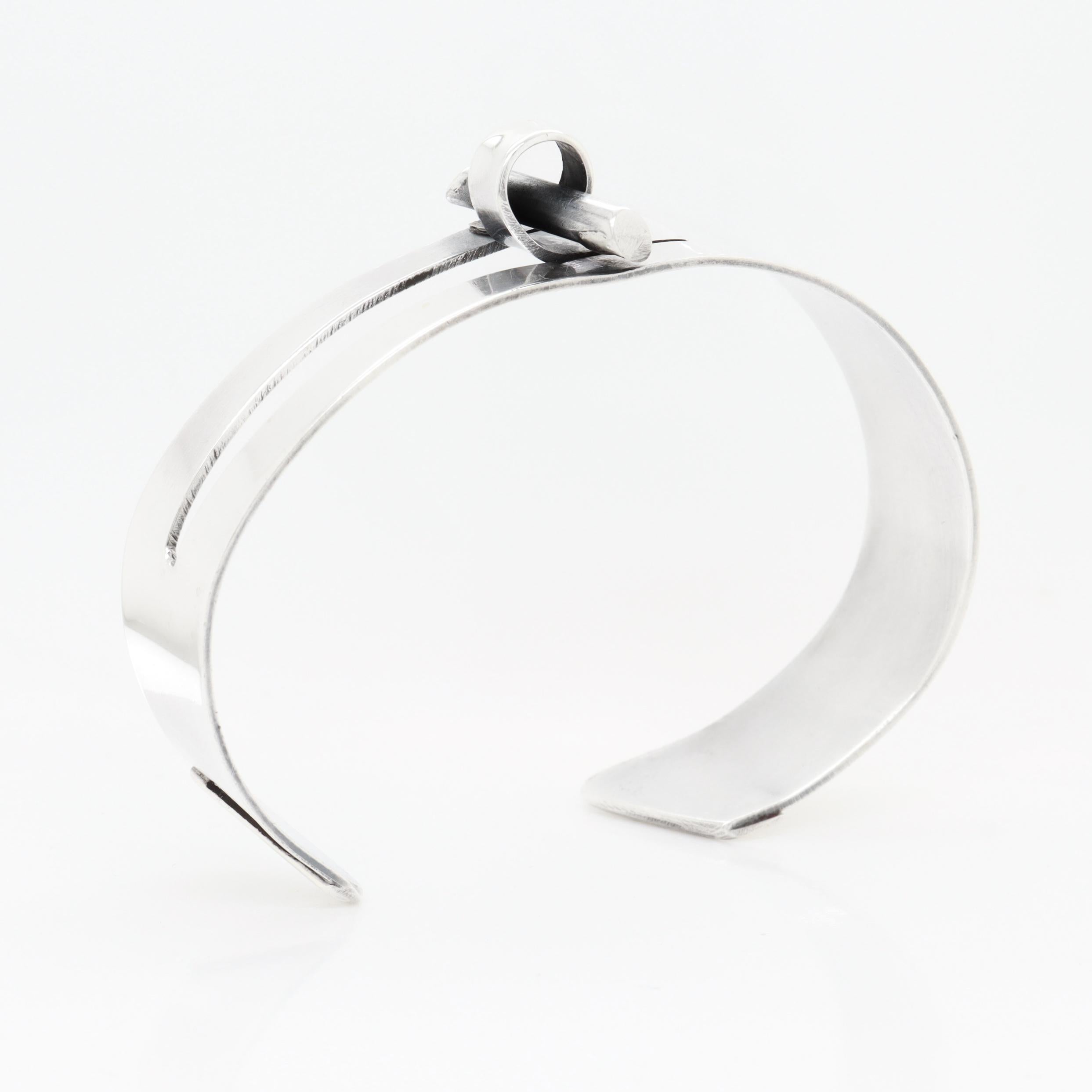Vintage Mid-Century Modernist Paul Lobel Sterling Silver Cuff Bracelet For Sale 2