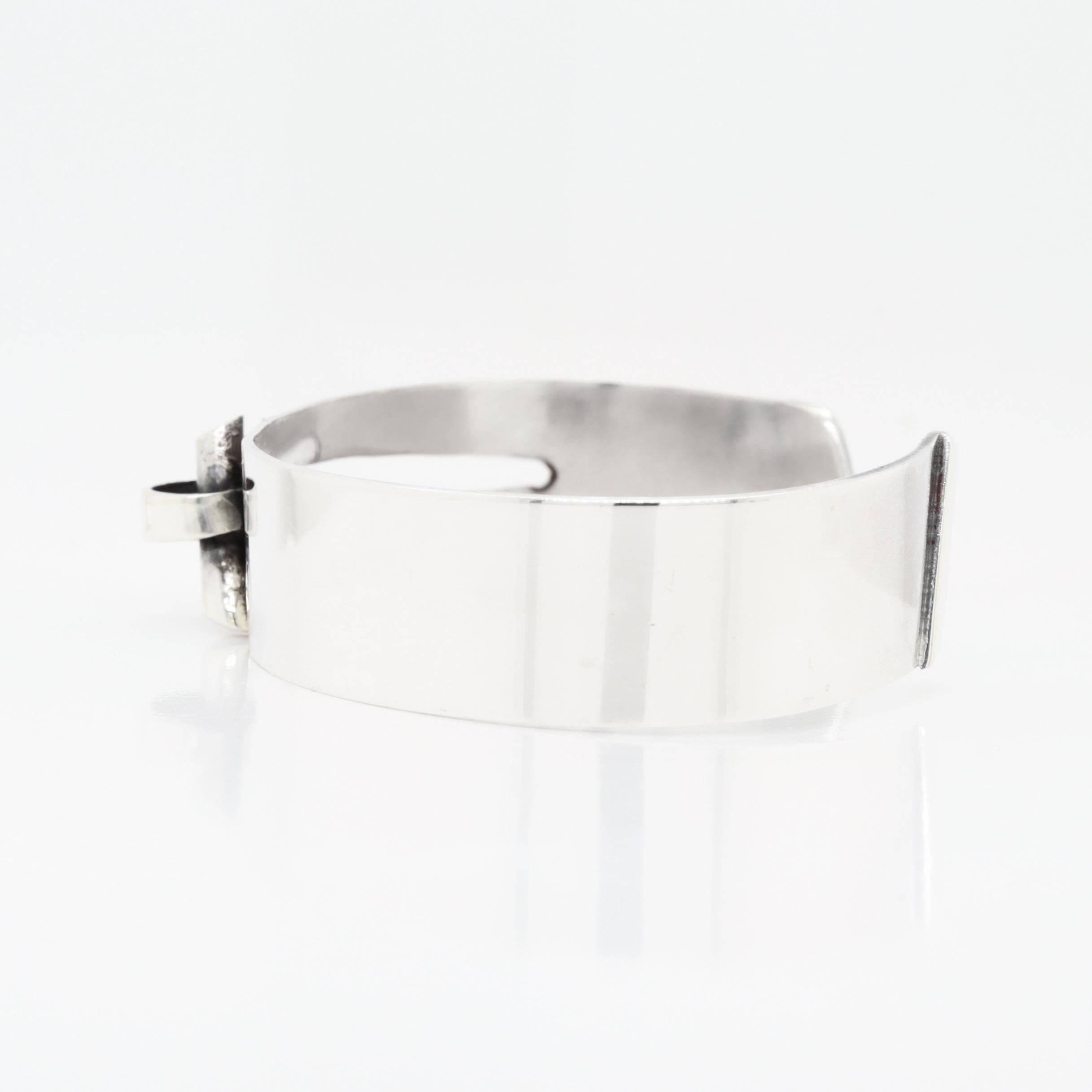 Vintage Mid-Century Modernist Paul Lobel Sterling Silver Cuff Bracelet For Sale 3