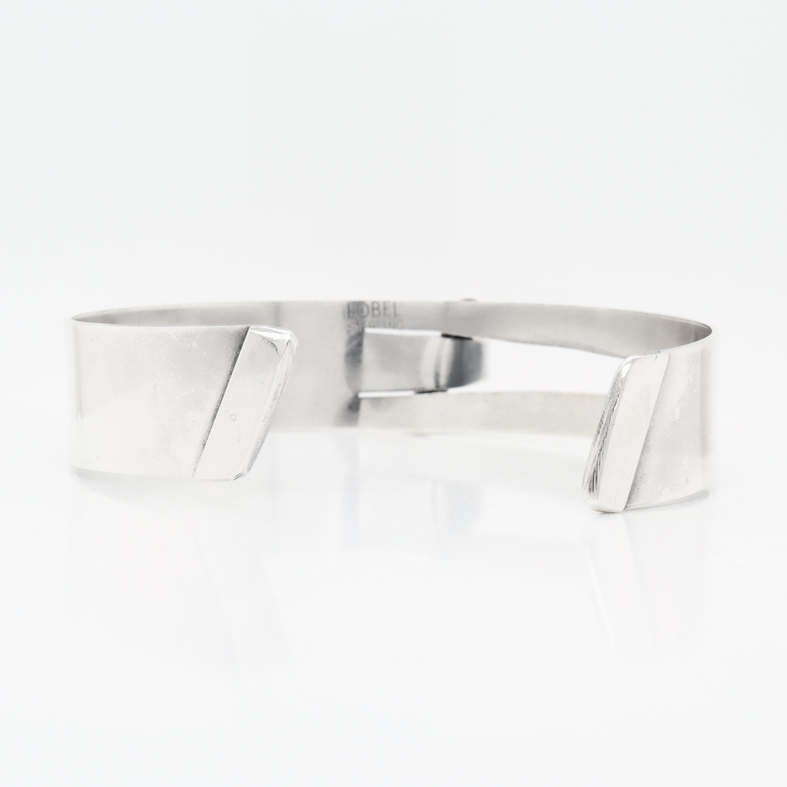 Vintage Mid-Century Modernist Paul Lobel Sterling Silver Cuff Bracelet For Sale 4