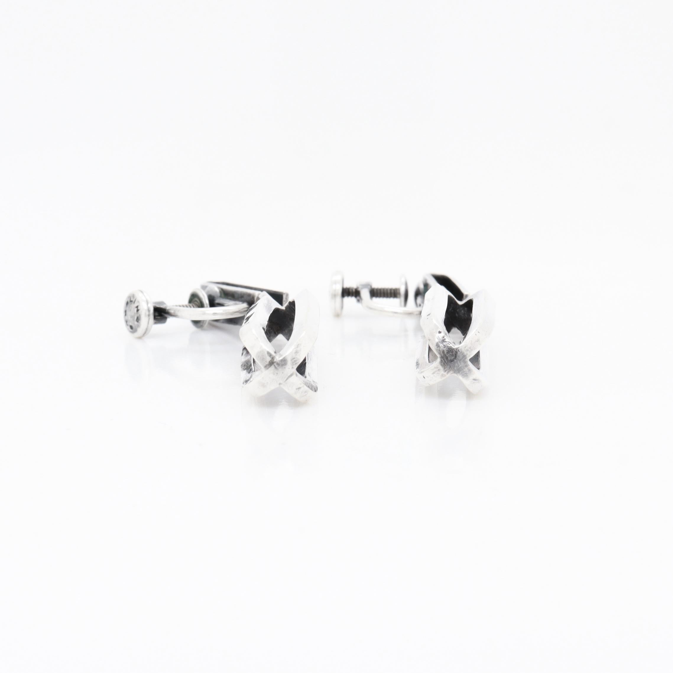 Vintage Mid-Century Modernist Paul Lobel Sterling Silver Drop / Dangle Earrings en venta 6