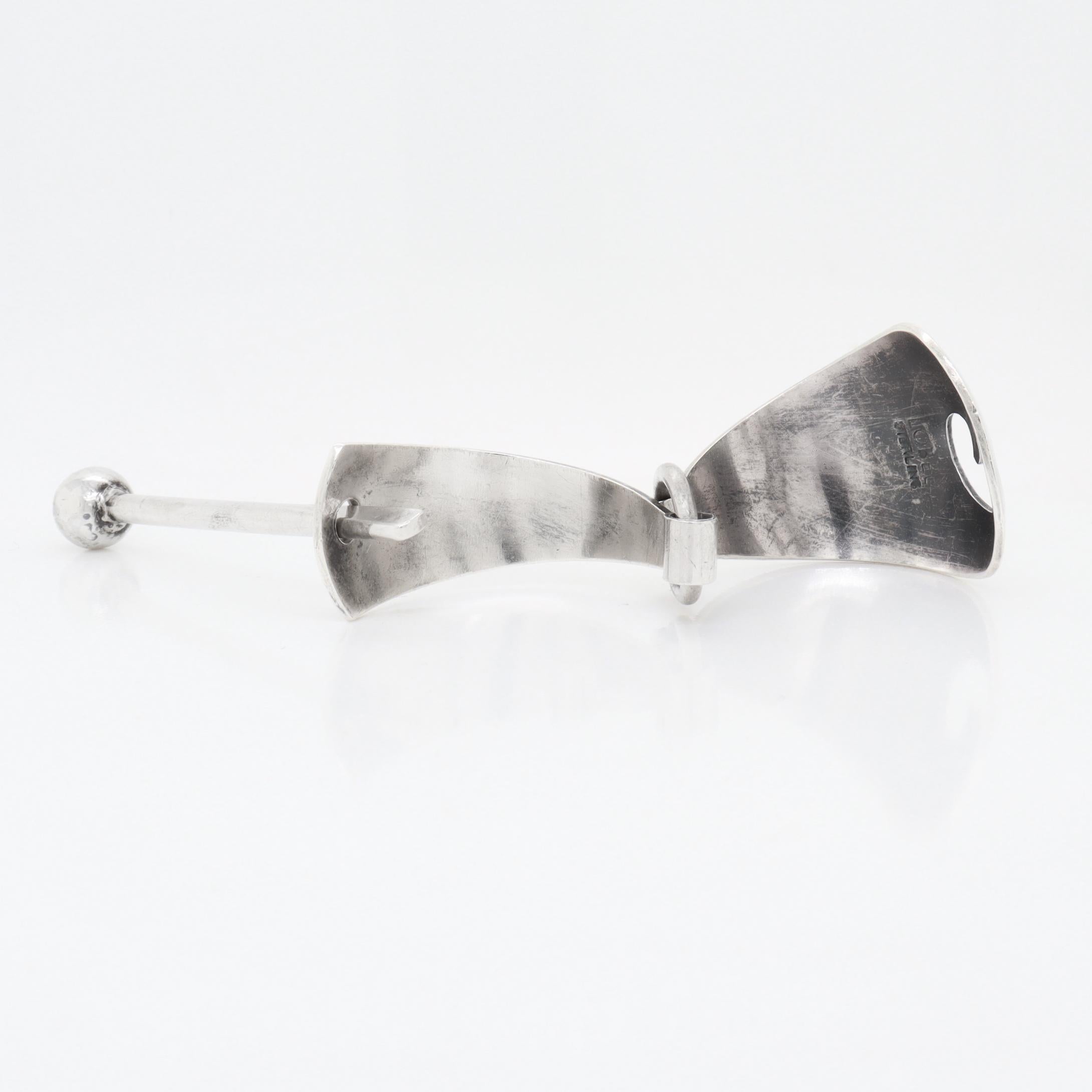 Vintage Mid-Century Modernist Paul Lobel Sterling Silver Scarf Clip For Sale 9