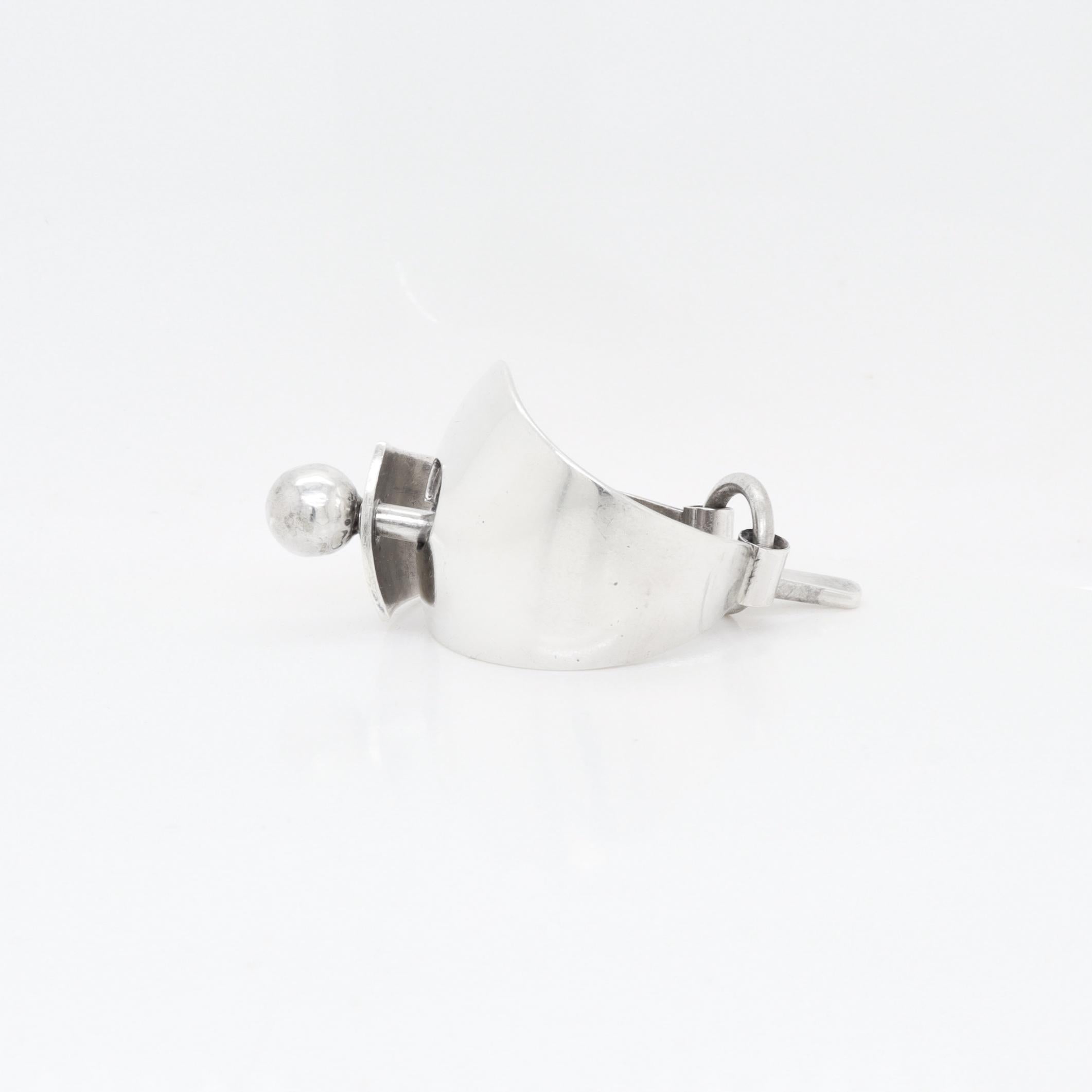 Vintage Mid-Century Modernist Paul Lobel Sterling Silver Scarf Clip For Sale 1