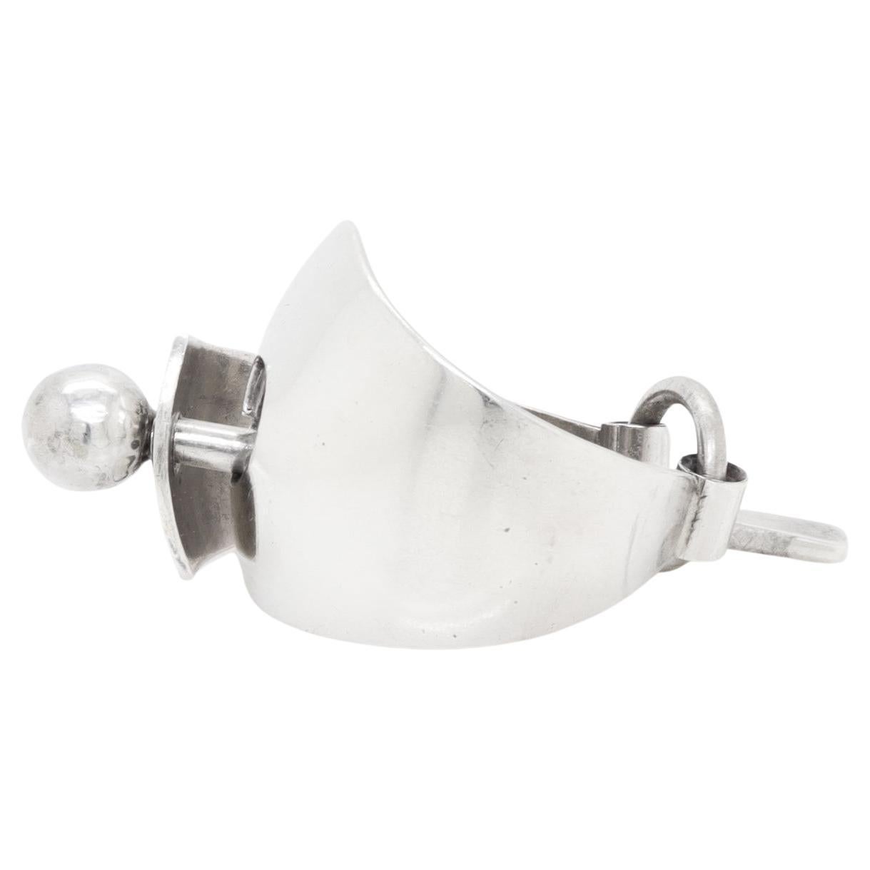Vintage Mid-Century Modernist Paul Lobel Sterling Silver Scarf Clip For Sale