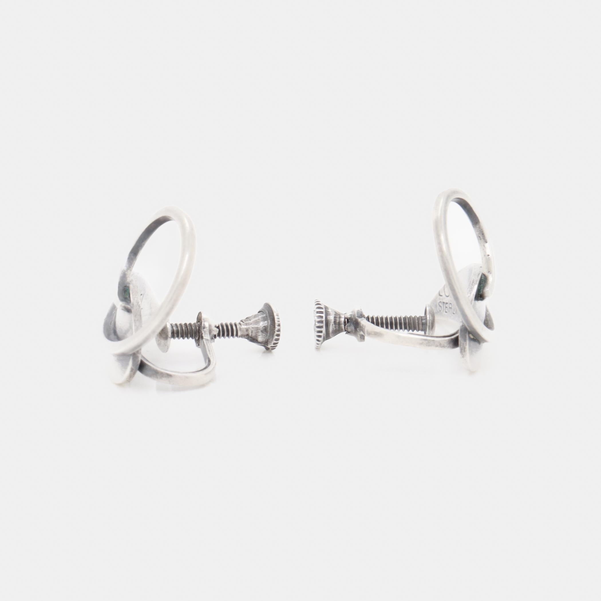 Pendientes vintage Paul Lobel de plata de ley con forma de hoja y cierre de rosca, modernistas de mediados de siglo en venta 6