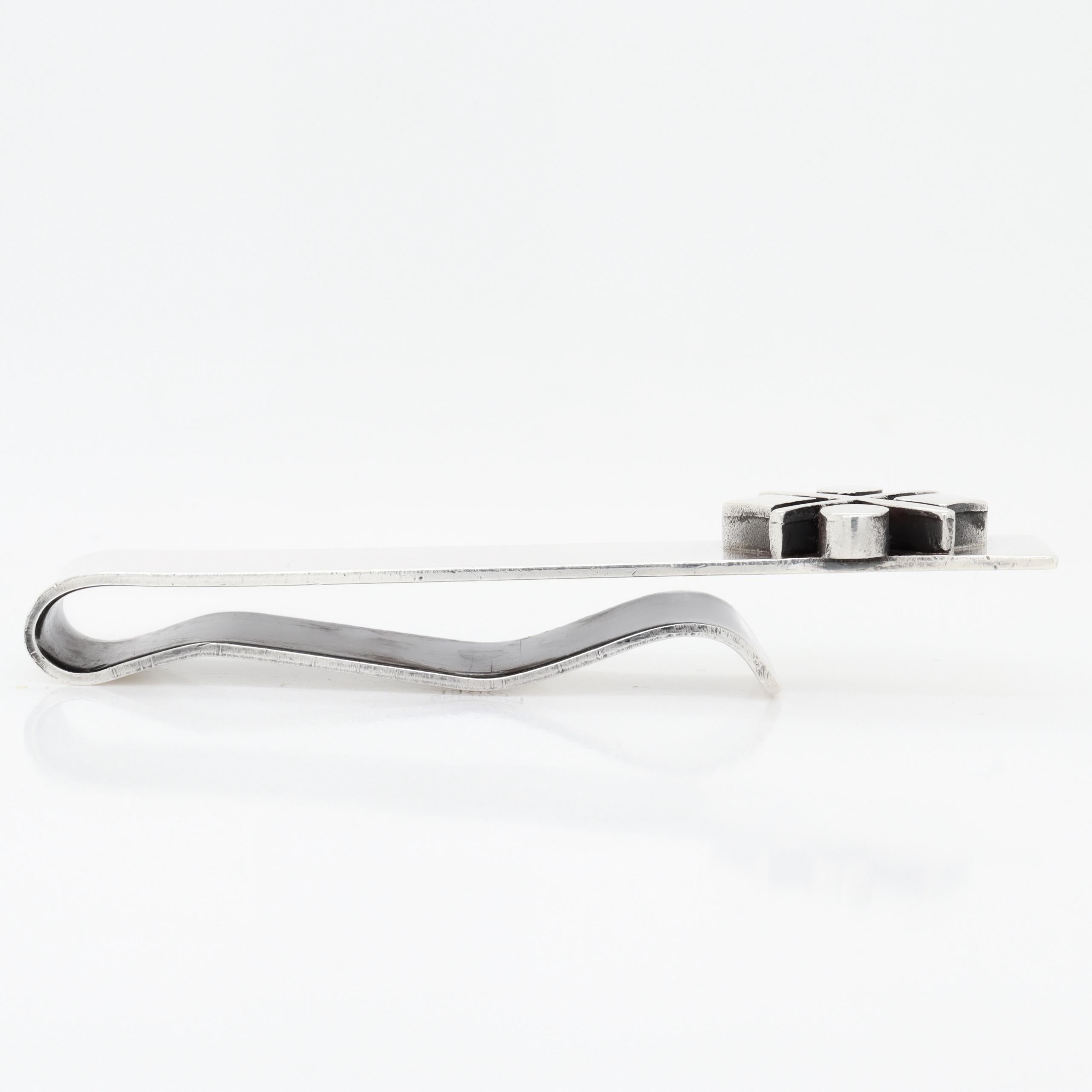 Vintage Mid-Century Modernist Paul Lobel Sterling Silver Tie Clip or Money Clip For Sale 2