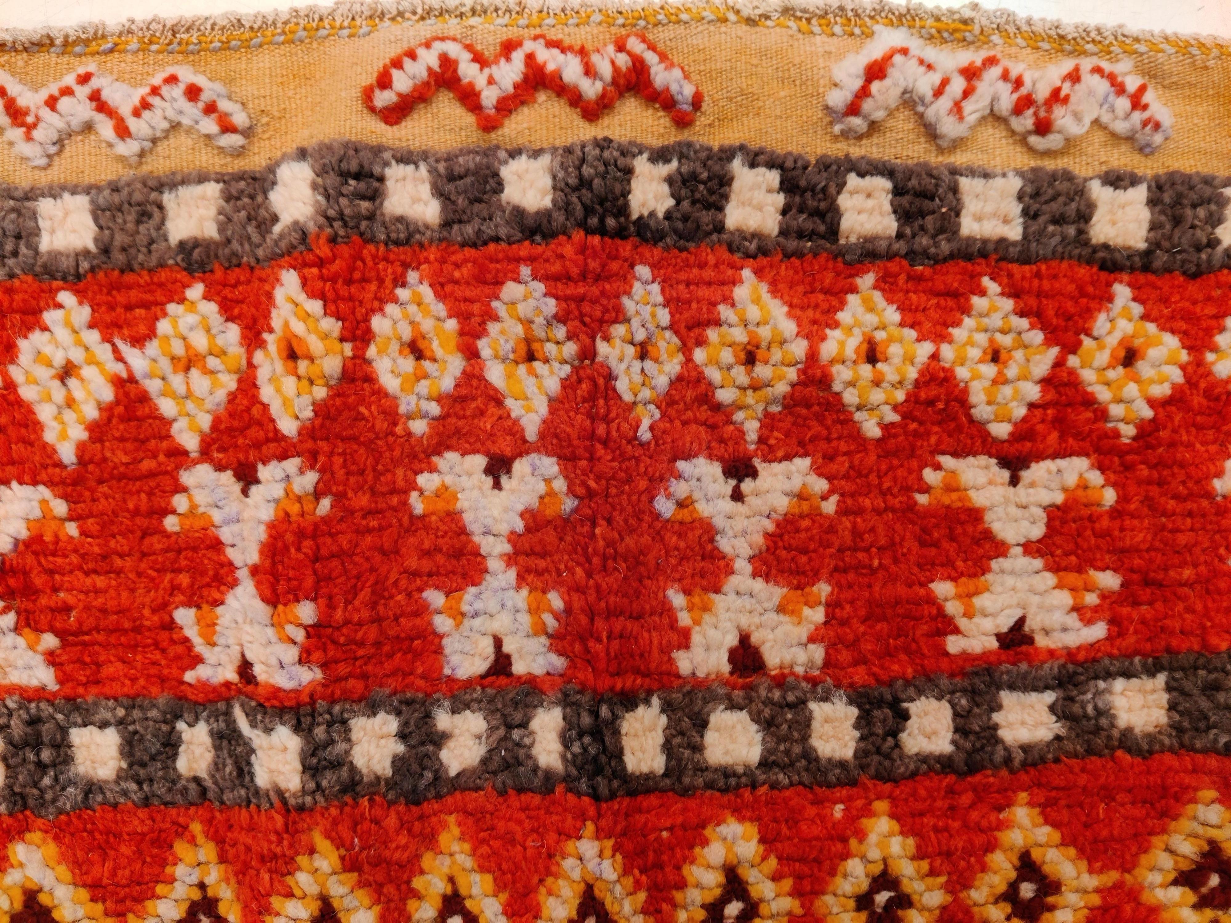Mid-20th Century Vintage Midcentury Moroccan Berber Saddle Rug For Sale