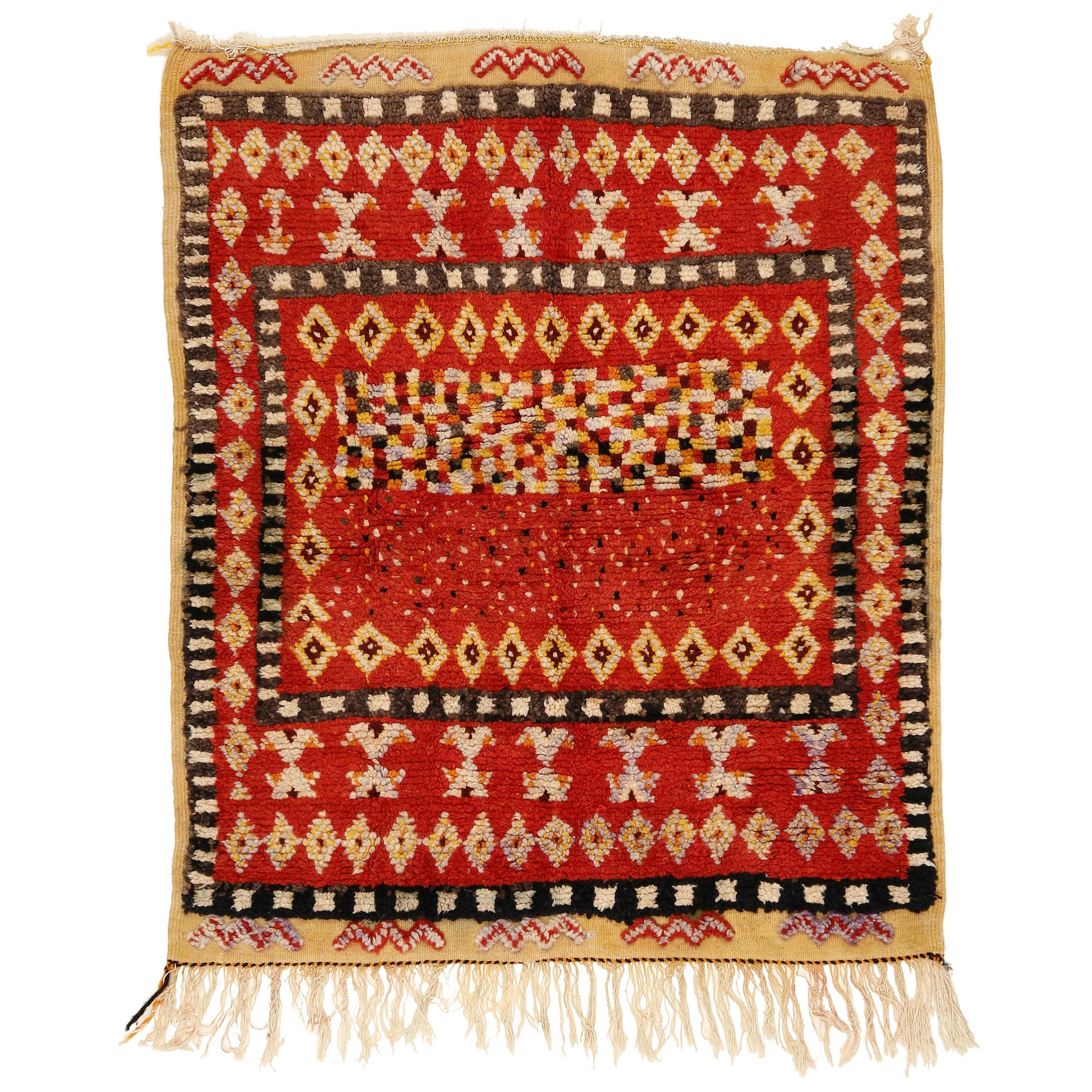 Vintage Midcentury Moroccan Berber Saddle Rug
