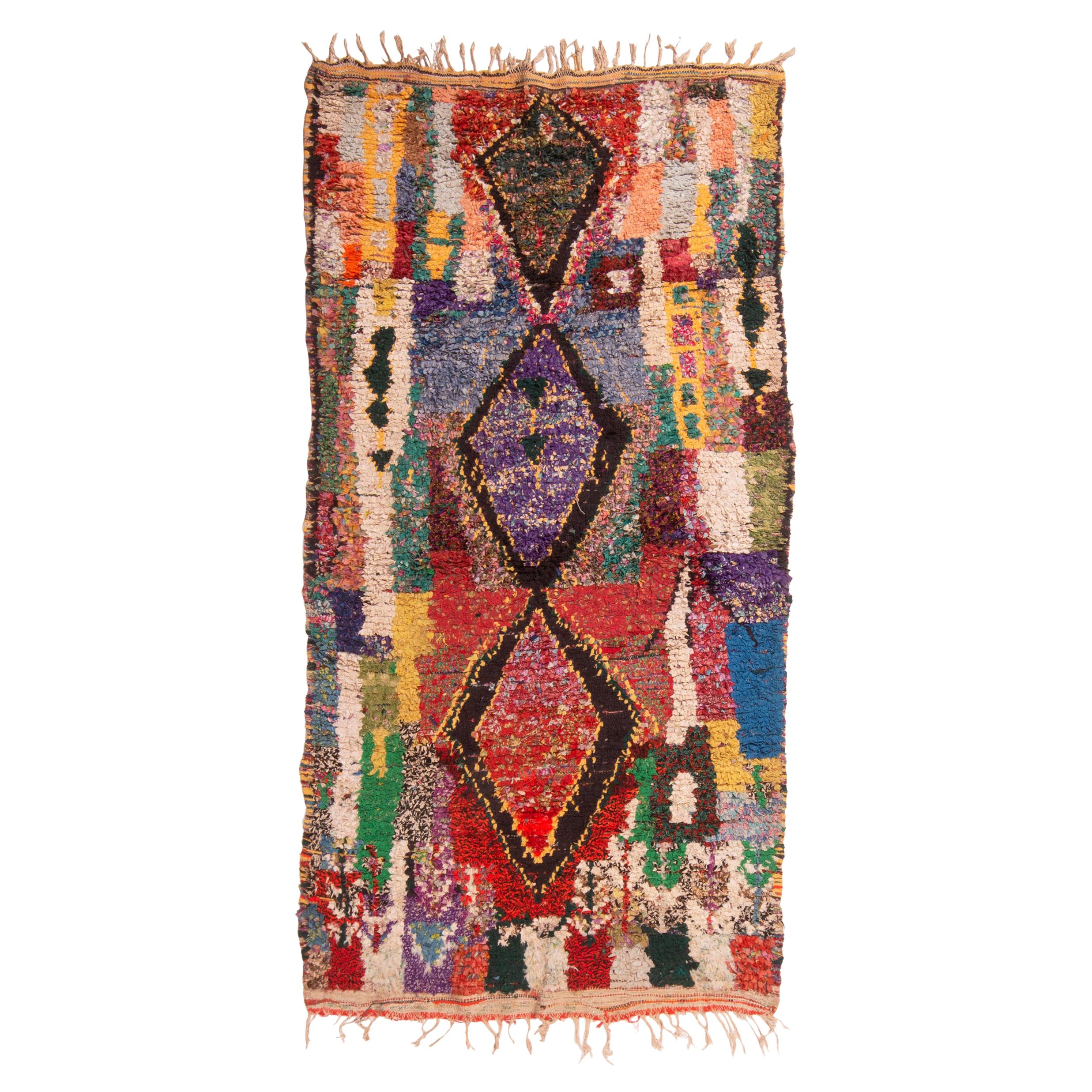 Vintage Mid-Century Moroccan Berber Transitional Black Wool Rug by Rug & Kilim For Sale