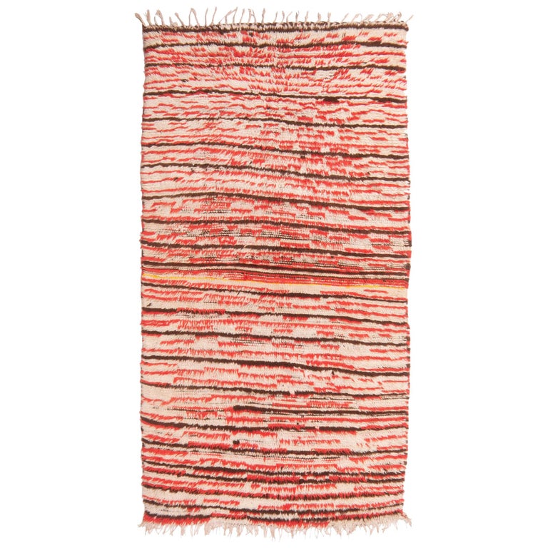 Vintage MidCentury Moroccan Berber Transitional Red Wool Rug by Rug