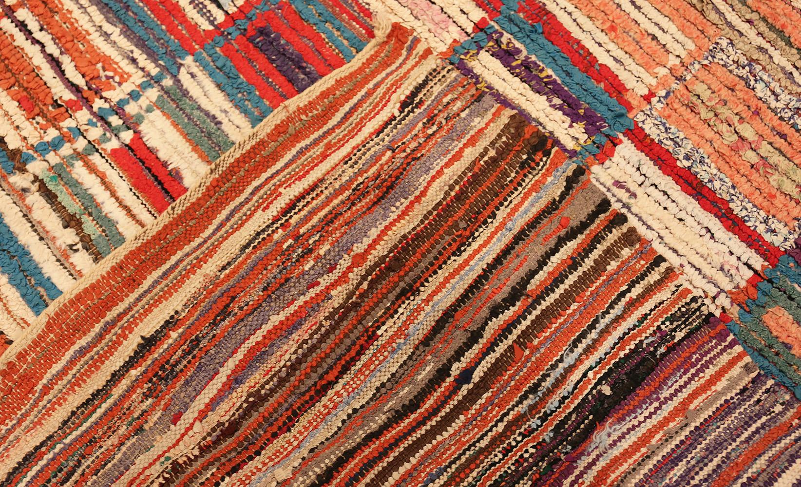 20th Century Vintage Mid-Century Moroccan Rag Rug. Size: 3 ft 10 in x 8 ft 8 in