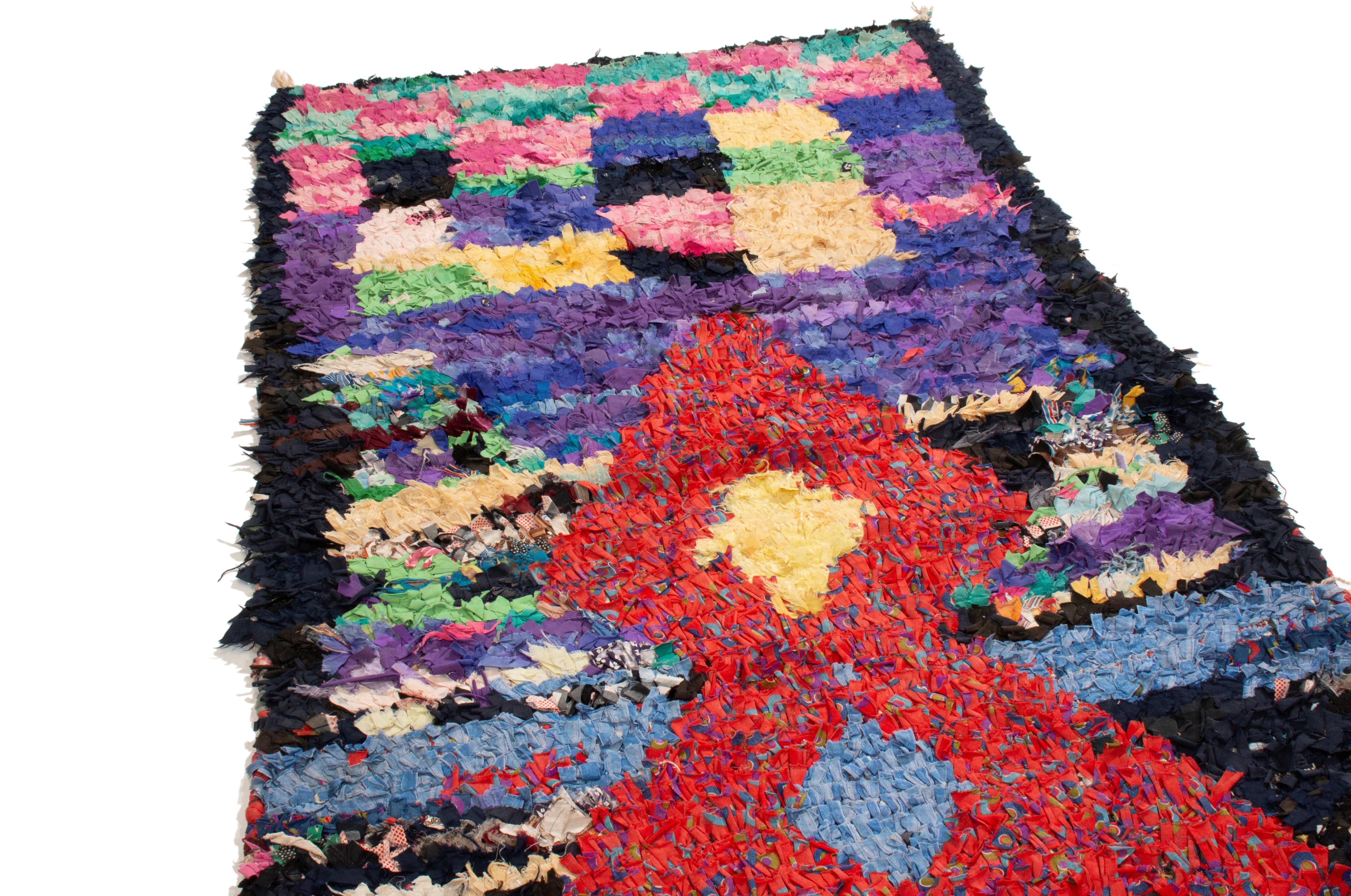 Vintage Midcentury Moroccan Red And Purple Fabric Rug For Sale At 1stdibs