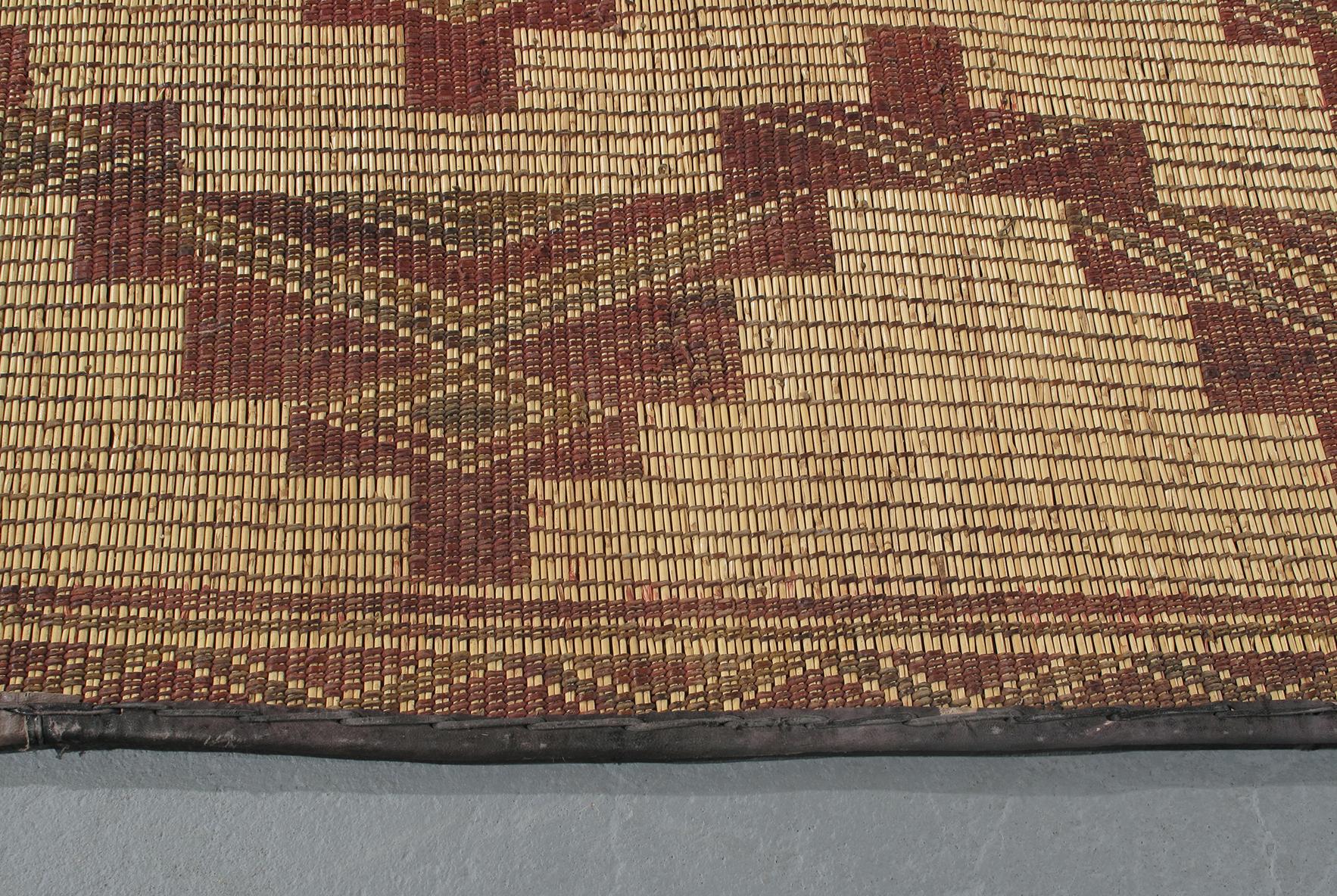 Tribal Vintage Mid-Century Moroccan Tuareg Mat Handwoven Rug 