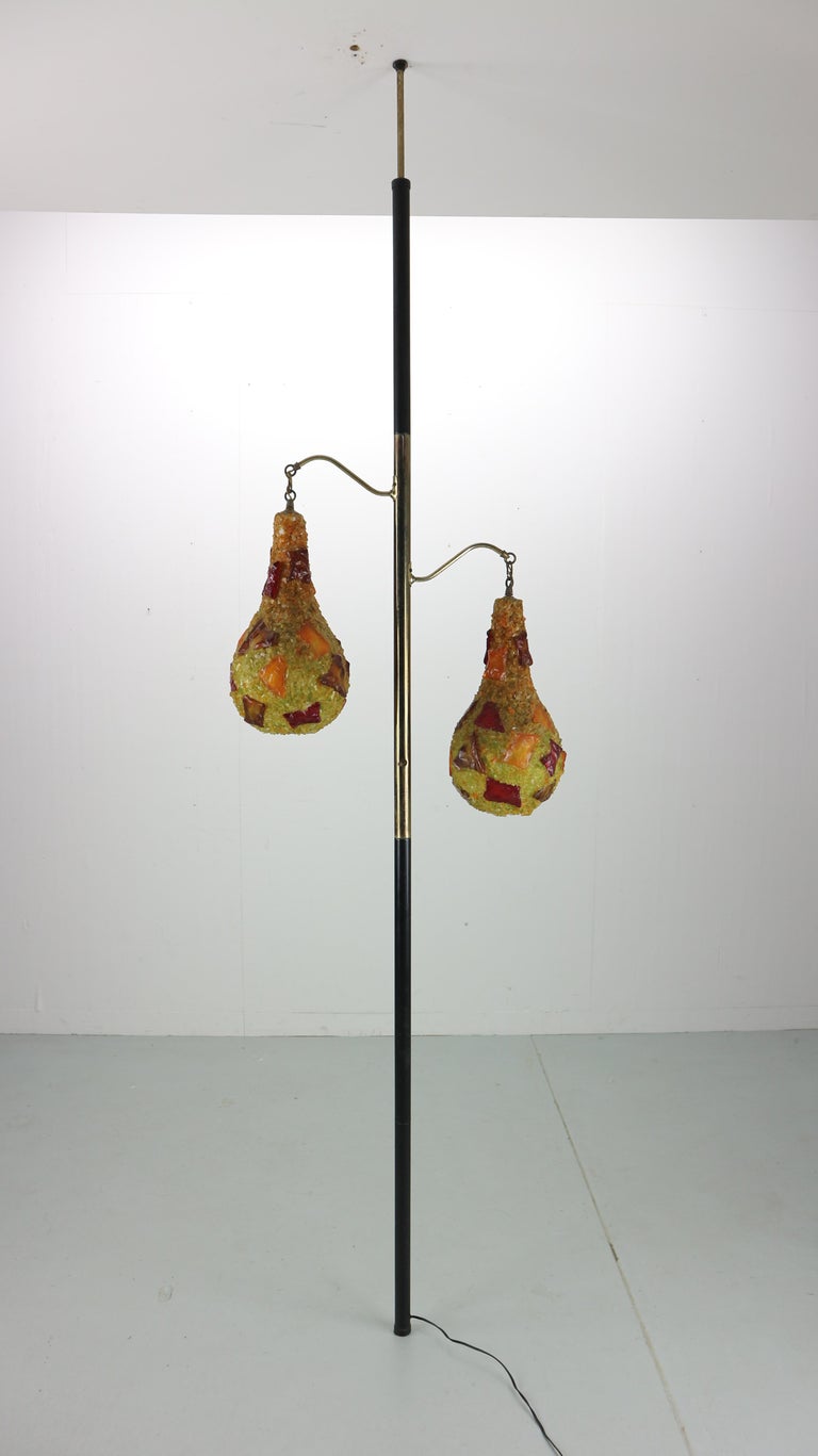 Vintage Midcentury Multi Color Lucite Tension Pole Floor Lamp 1970s