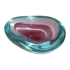 Vintage Mid-Century Murano Glass Bowl in Sommerso Glass, Flavio Poli Stye