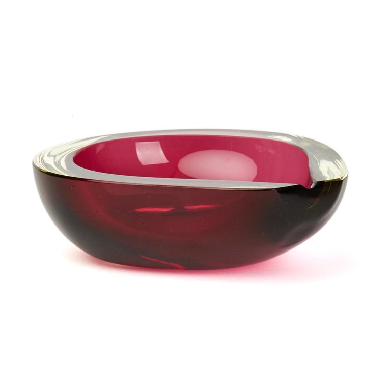 Mid-Century Modern Vintage Midcentury Murano Sommerso Mauve Glass Bowl