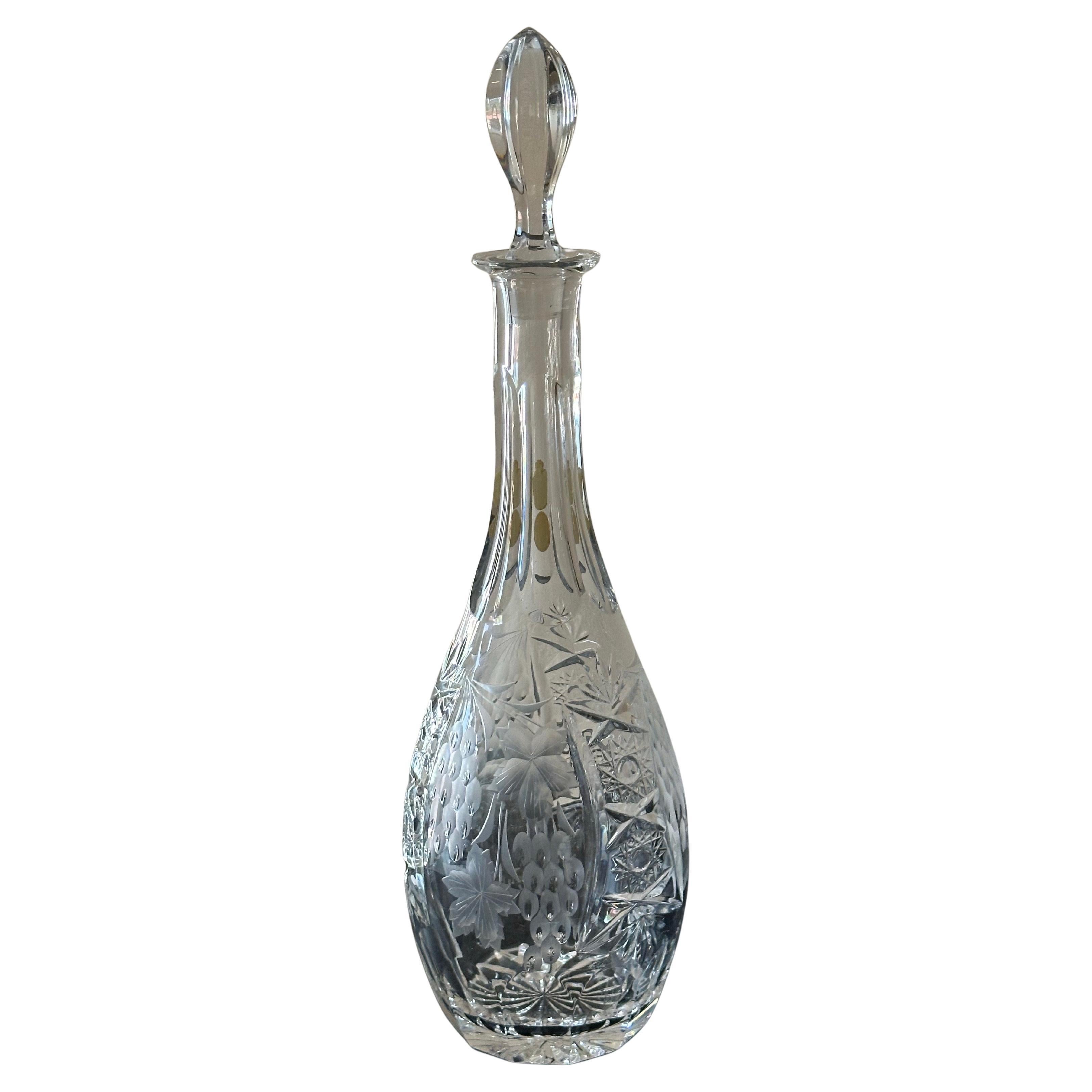 Decantador de Vino Traube de Cristal Nachtmann Vintage de mediados de siglo con tapón de Baviera, circa años 60. Precioso decantador de cristal tallado elegante de la Edad Media Moderna de los años 60, procedente de Alemania. Esta pieza rezuma