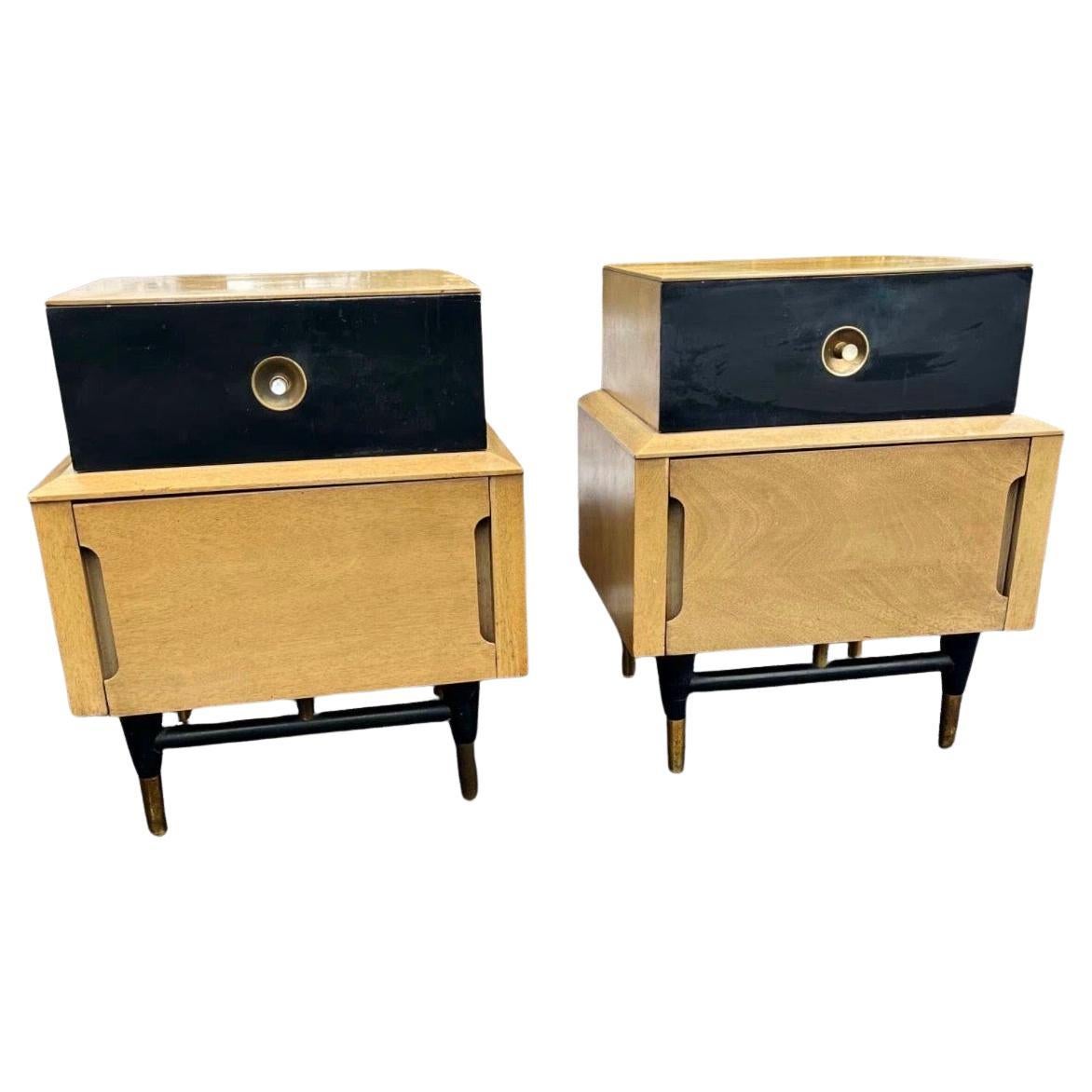 Tables de nuit Vintage Mid Century par Basic Witz en vente