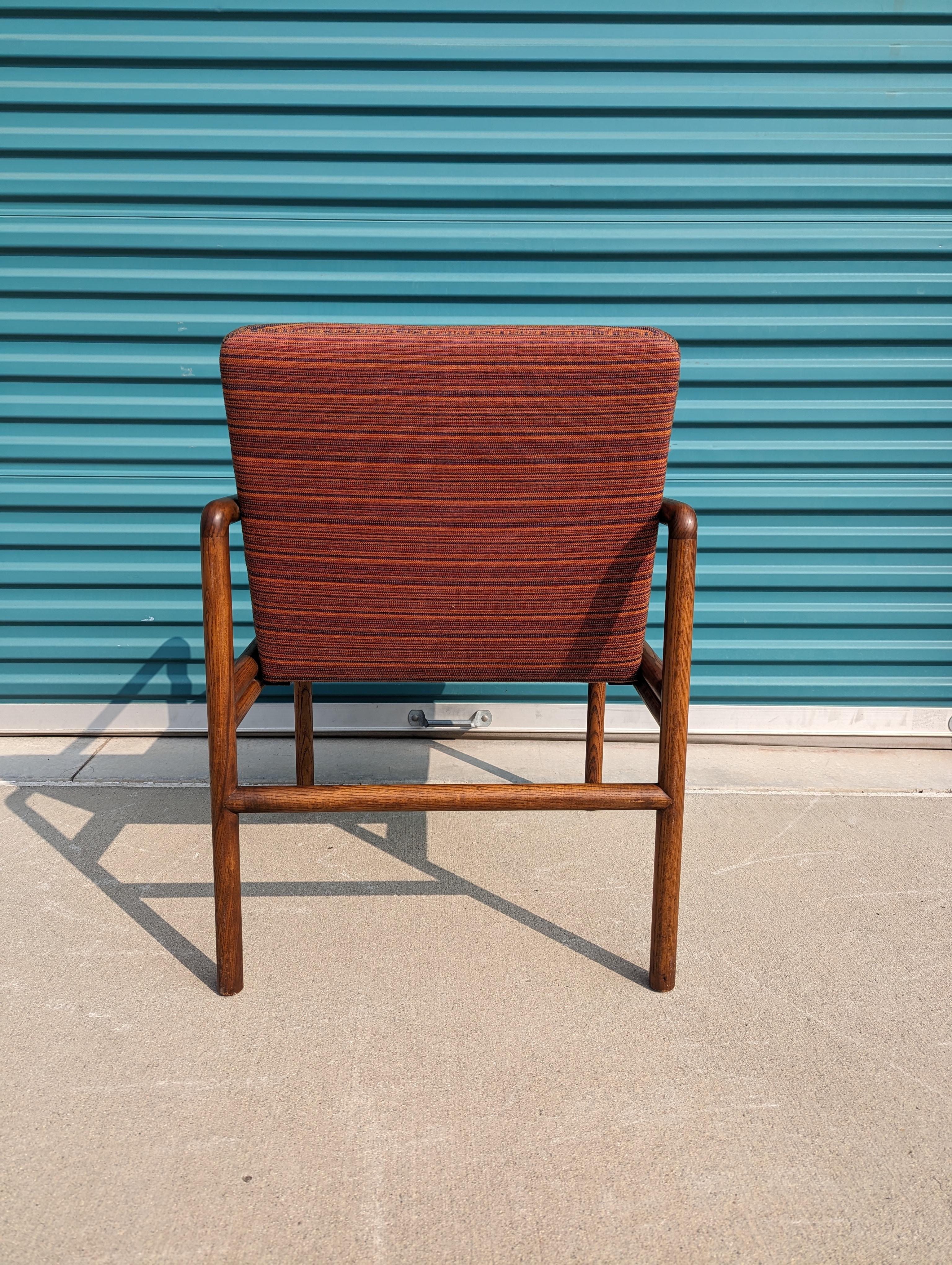 American Vintage Mid Century Oak and Fabric Armchair by Ward Bennet For Sale