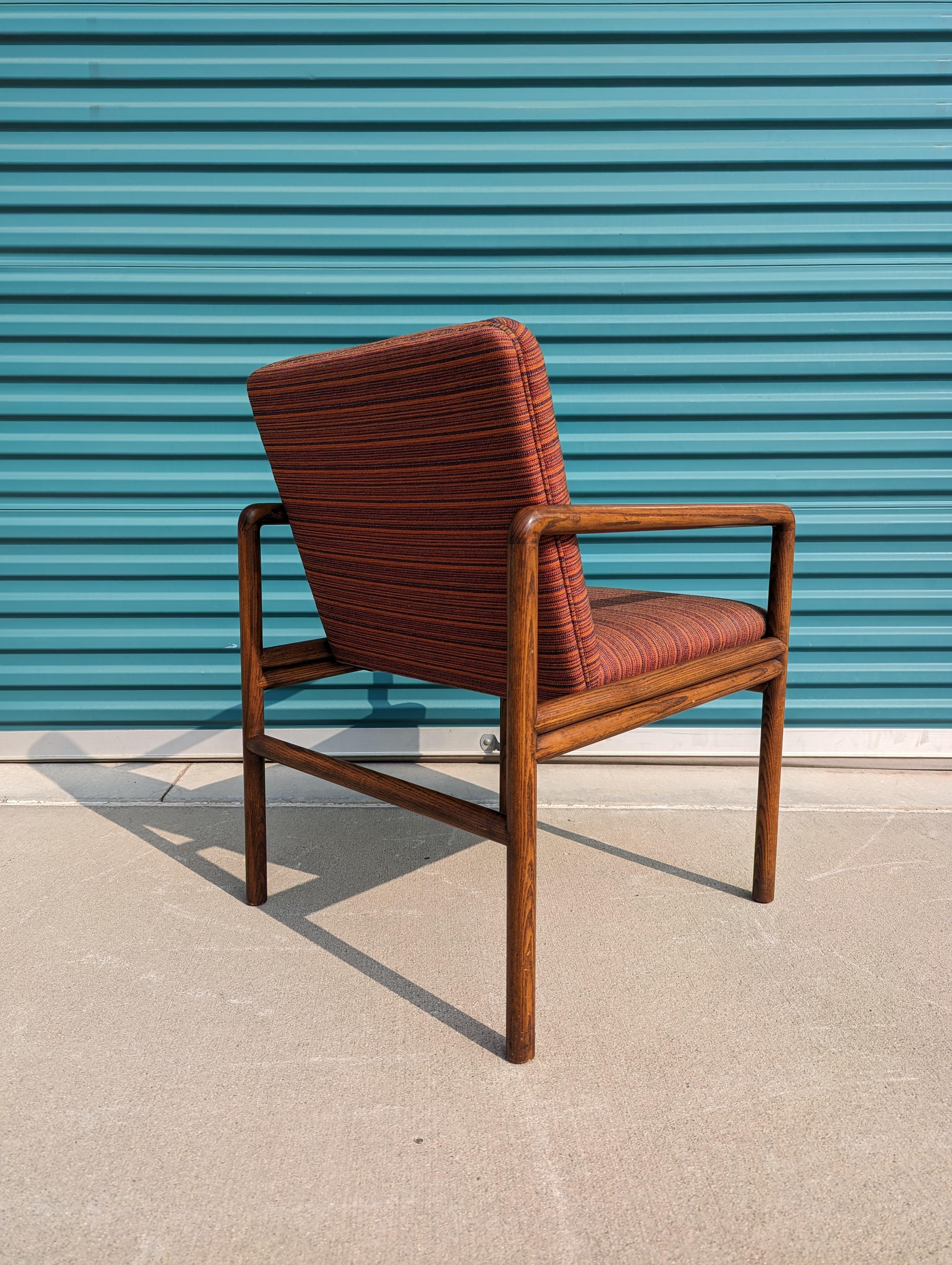 Vintage Mid Century Oak and Fabric Armchair by Ward Bennet In Good Condition For Sale In Chino Hills, CA