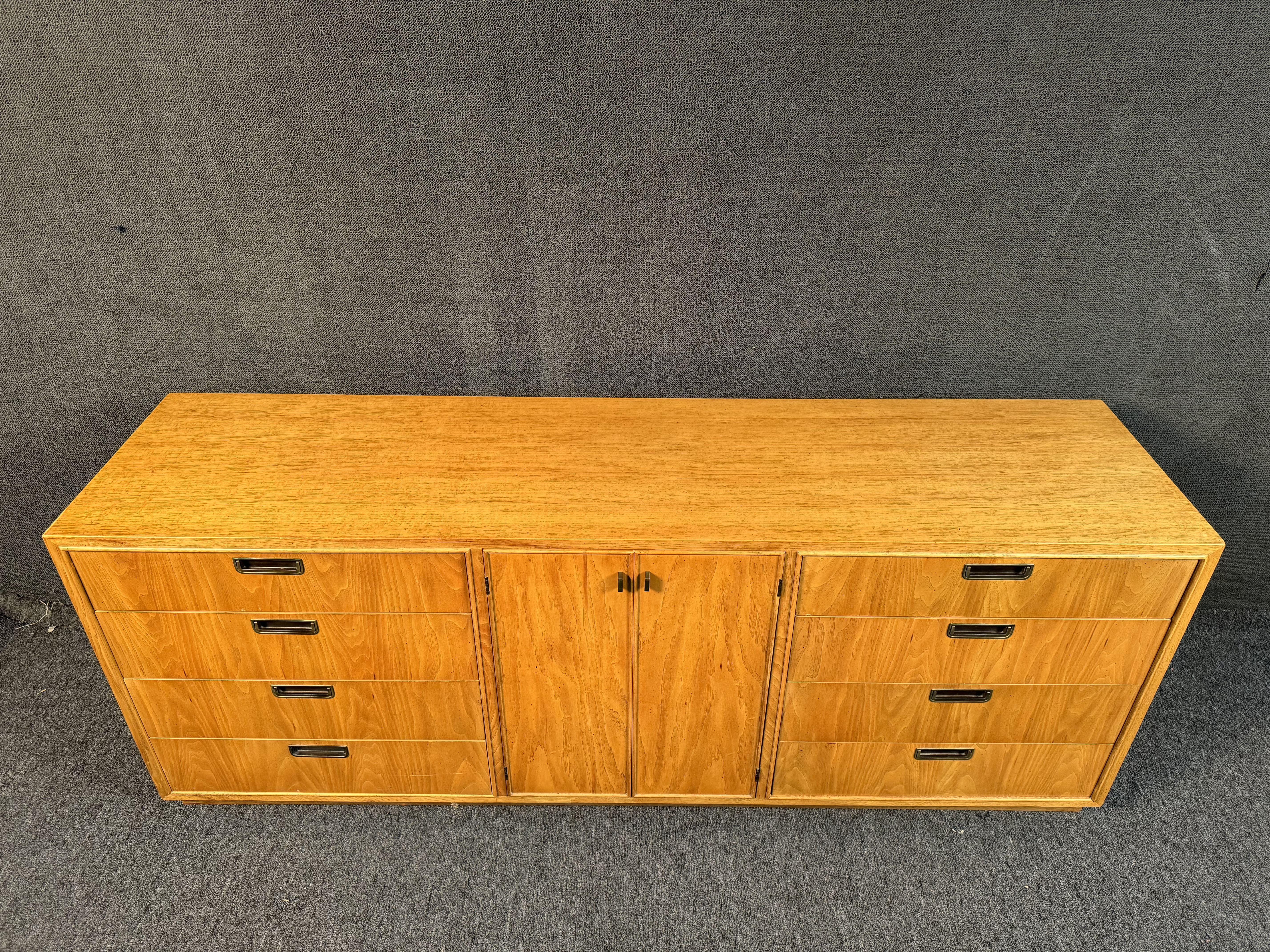 Wood Vintage Mid-Century Oak Dresser For Sale