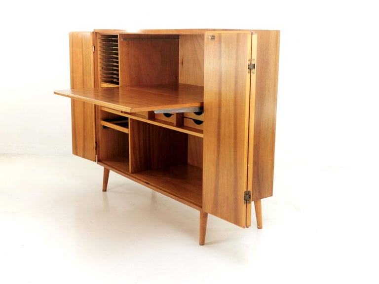 Vintage Midcentury Oak German Bureau Desk Multi Office For Sale at