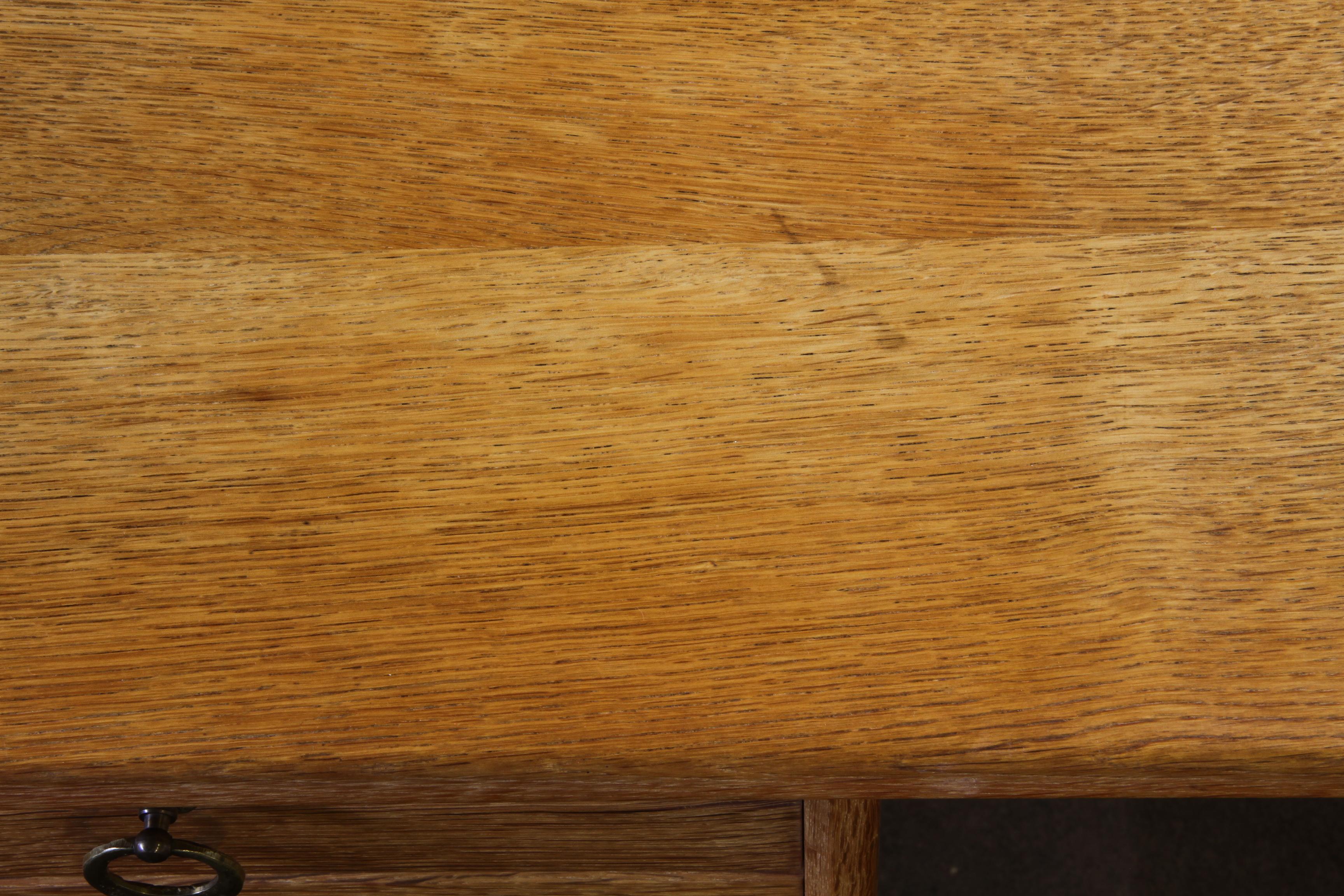 Vintage Mid-Century Oak Writing Desk with 6 Drawers, Open Back, Kjærnulf style. in vendita 12