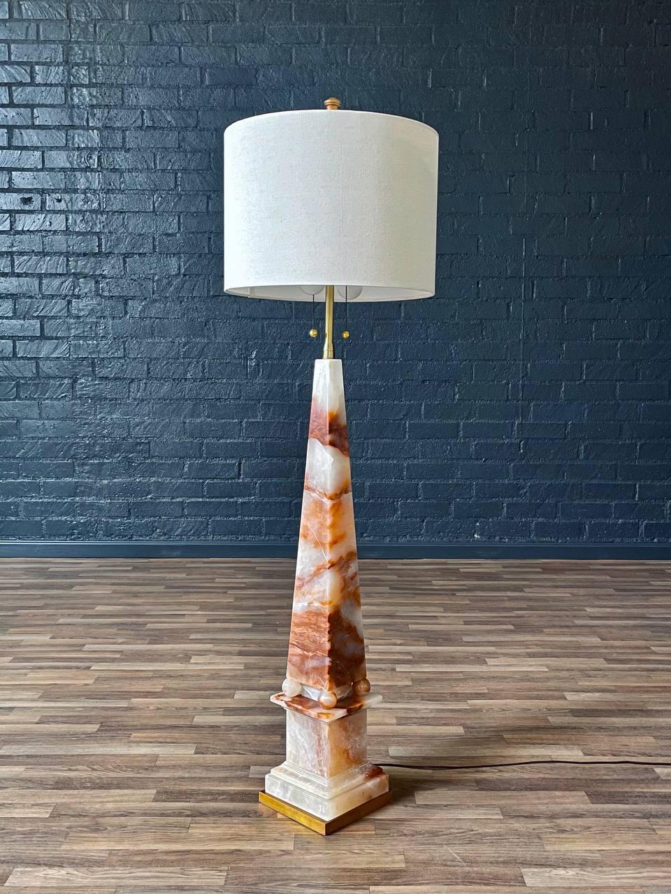 Mid-Century Modern Vintage Mid-Century Obelisk Onyx Floor Lamp by Marbro For Sale
