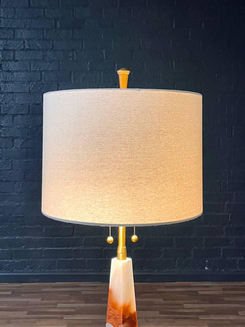 Vintage Mid-Century Obelisk Onyx Floor Lamp by Marbro In Good Condition For Sale In Los Angeles, CA