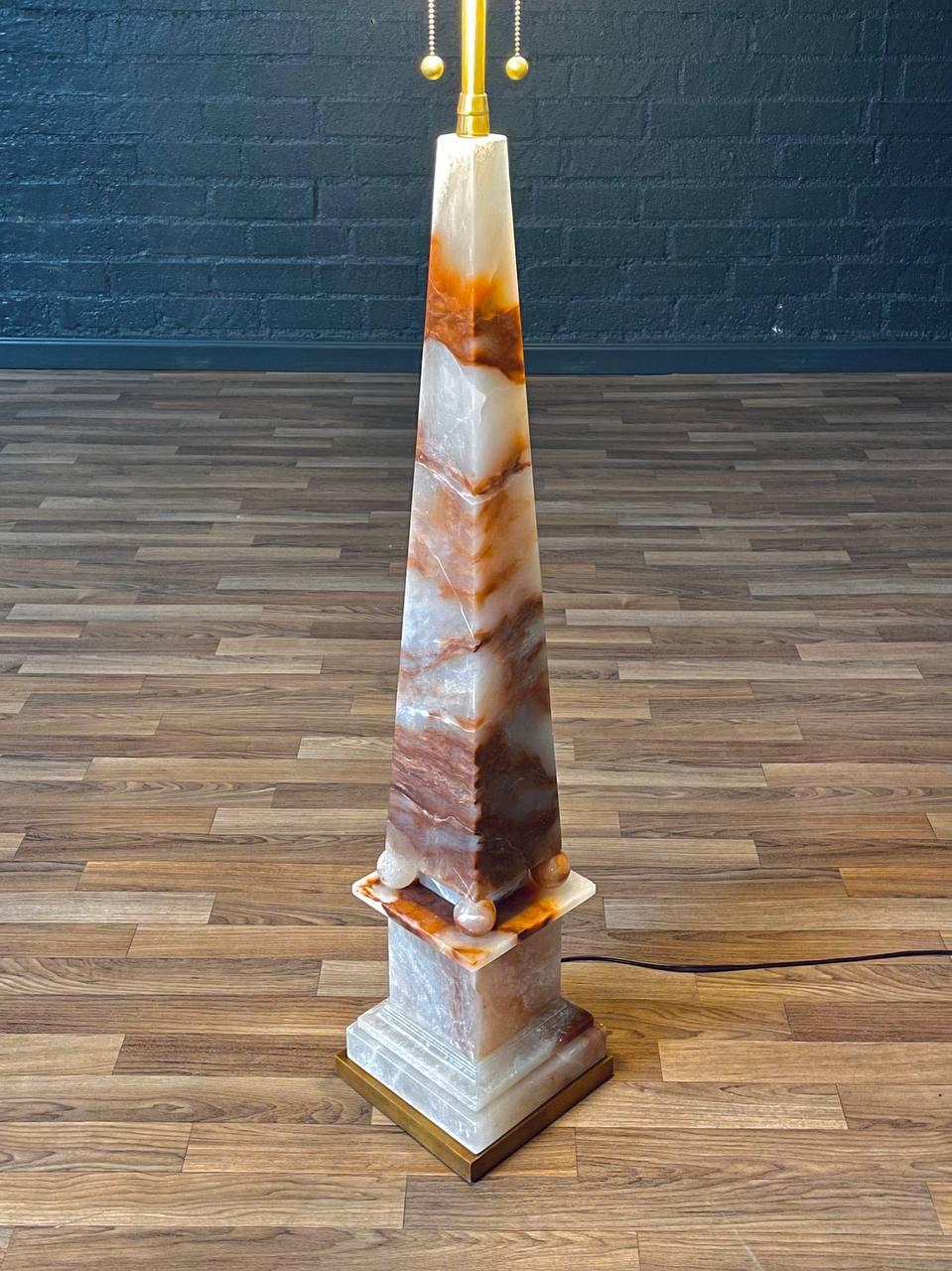 Vintage Mid-Century Obelisk Onyx Floor Lamp by Marbro For Sale 1